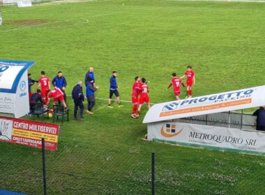 Grottammare-Montegiorgio 2-0, esultanza gol