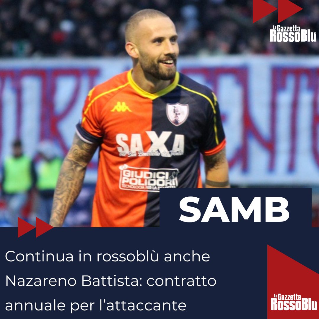 BATTISTA ✅
@u.s.sambenedettese 🔴🔵, ufficiale anche la conferma di @nbattista11 ✍🏻: contratto annuale per l'attaccante
#nazarenobattista #battista #grb #gazzettarossoblù #samb #sambenedettese #instagol #instafootball #instasoccer #lagazzettarossoblù #calcio #rossoblù #seried #gironef #lnd #leganazionaledilettanti