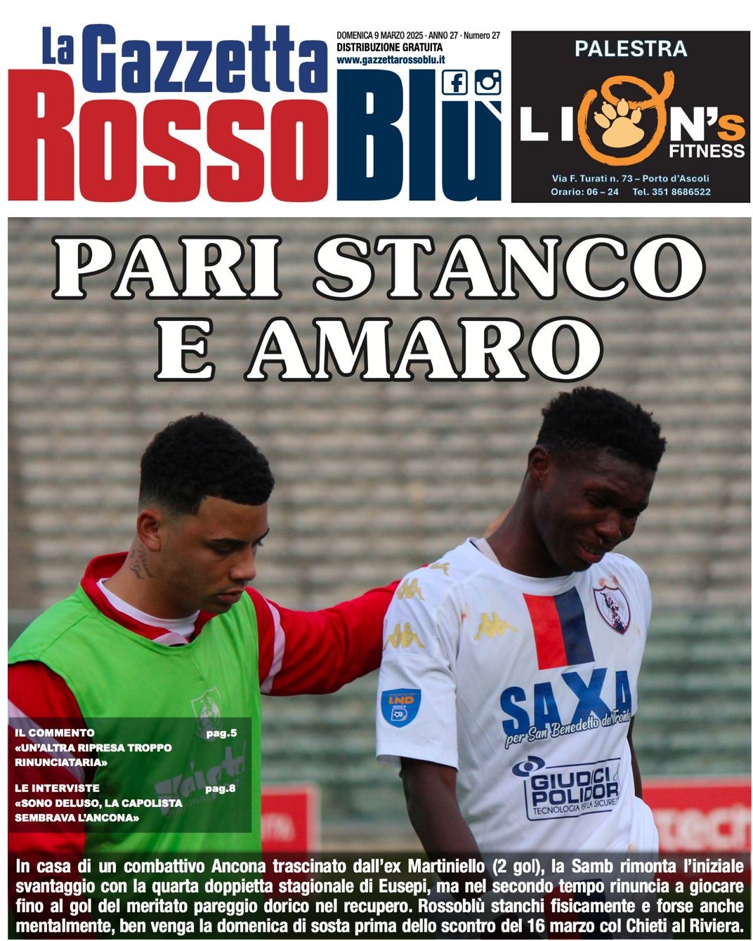 UN ANNO DI SAMB 🗓
Ripercorriamo tutte le tappe del campionato 2024/25 dell'@u.s.sambenedettese 🔴🔵
27^ giornata: la nostra prima pagina dopo Ancona-Samb 📰
#ancsam #anconasamb #unannodisamb #copertina #primapagina #grb #gazzettarossoblù #samb #sambenedettese #instagol #instafootball #instasoccer #lagazzettarossoblù #calcio #rossoblù #seried #gironef #lnd #leganazionaledilettanti