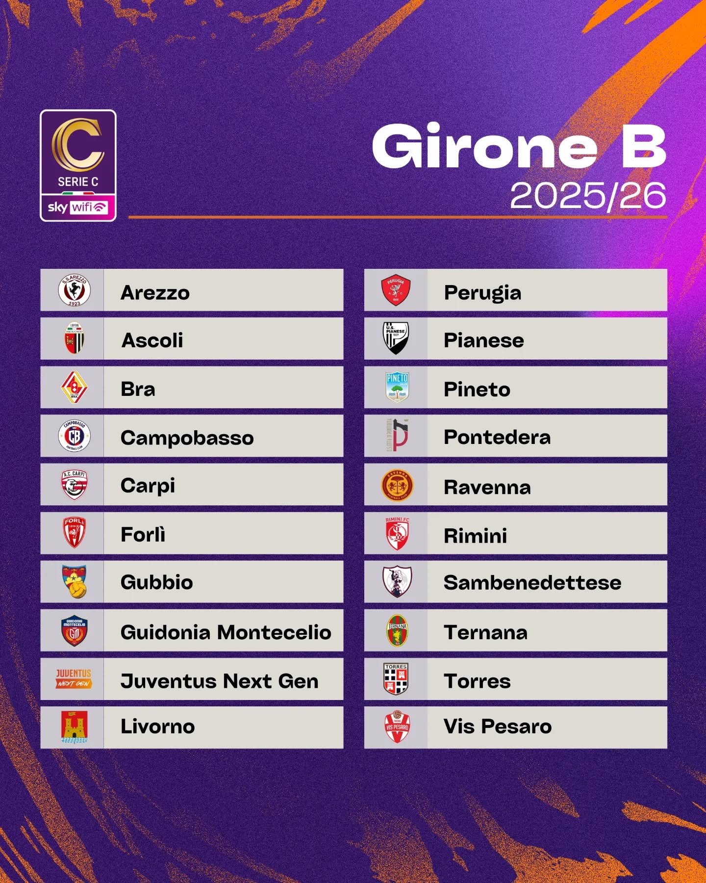 La Lega Pro ha ufficializzato il girone B per la stagione 2025-26. Tutto ampiamente già preannunciato ad eccezione dell'inserimento della Juventus Next Gen. 💪🎯