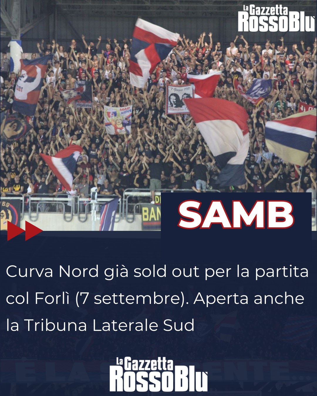 PREVENDITA 🎫
@u.s.sambenedettese 🔴🔵, Curva Nord già sold out per la partita col Forlì del 7 settembre. Aperta anche la Tribuna Laterale Sud del Riviera delle Palme 🏟
#stadiorivieradellepalme #rivieradellepalme #prevendita #sambforlì #samfor #grb #gazzettarossoblù #samb #sambenedettese #lagazzettarossoblù #calcio #seriec #gironeb #seriecgironeb #legapro #seriecskywifi
