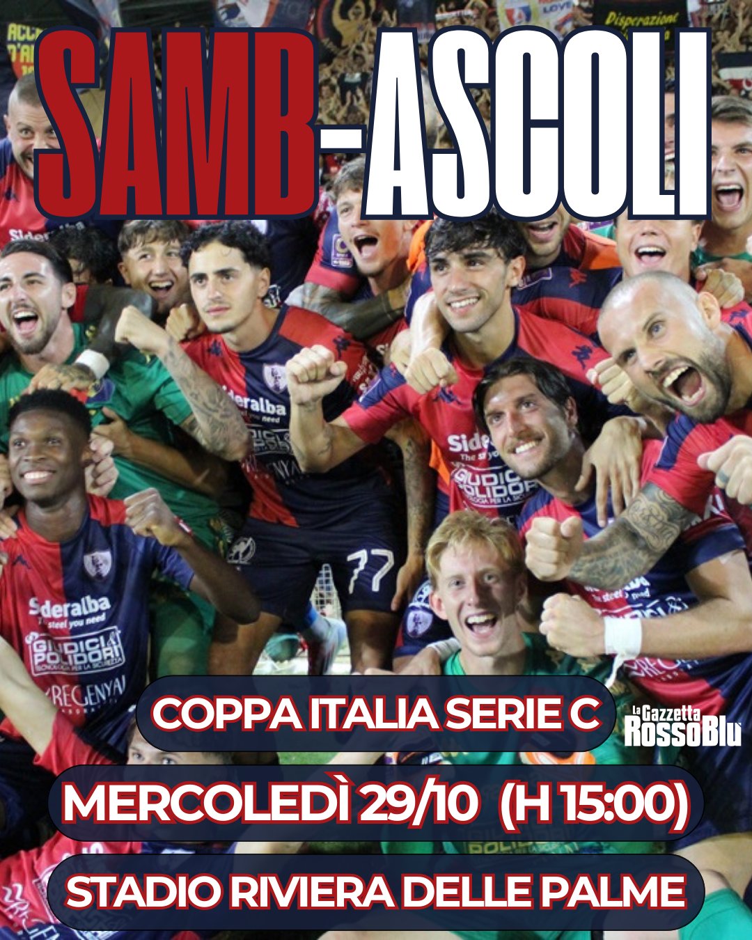 SAMB-ASCOLI 🏆
@u.s.sambenedettese-Ascoli di Coppa Italia di Serie C si giocherà mercoledì 29 ottobre alle 15:00 al Riviera delle Palme 🏟
#sambascoli #samasc #coppaitaliaseriec #coppaitalia #stadiorivieradellepalme #rivieradellepalme #derby #derbyascolisamb #grb #gazzettarossoblù #samb #sambenedettese #instagol #instafootball #lagazzettarossoblù #calcio #rossoblù #seriec #gironeb #legapro #seriecskywifi