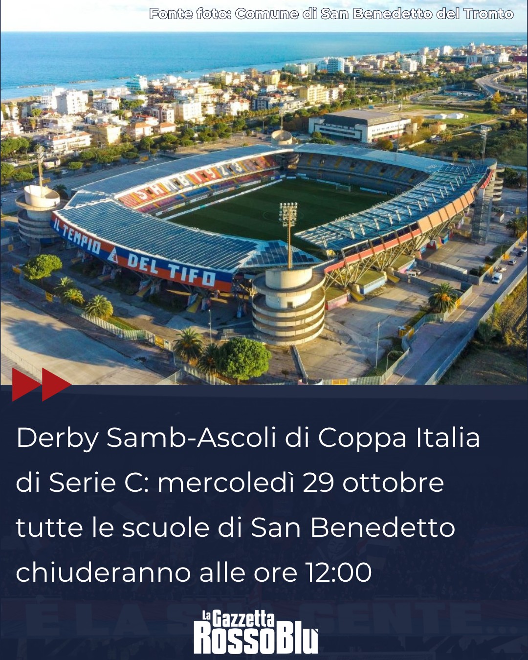 SCUOLE CHIUSE ❗️
In occasione del derby di Coppa tra @u.s.sambenedettese 🔴🔵 e Ascoli, tutte le scuole di San Benedetto chiuderanno alle ore 12:00
#samasc #sambascoli #sanbenedettodeltronto #sanbenedetto #coppaitalia #coppaitaliaseriec @seriec #grb #gazzettarossoblù #samb #sambenedettese #instagol #instafootball #lagazzettarossoblù #calcio #rossoblù #seriec #gironeb #legapro #seriecskywifi @sbt.tourism
