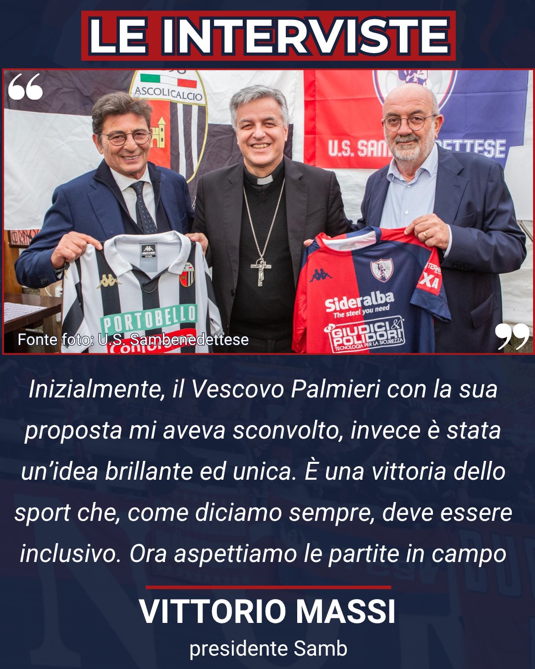 MASSI 🎙
La parole del presidente Vittorio Massi in occasione del pranzo insieme tra @u.s.sambenedettese 🔴🔵 e Ascoli organizzato dalla Diocesi
#vittoriomassi #massi #ascsam #samasc #ascolisamb #sambascoli #derby #grb #gazzettarossoblù #samb #sambenedettese #instagol #instafootball #lagazzettarossoblù #calcio #rossoblù #seriec #gironeb #legapro #seriecskywifi