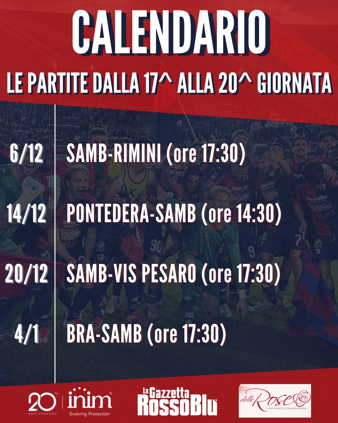 CALENDARIO 🗓

@u.s.sambenedettese 🔴🔵: ecco date e orari delle partite dalla 17^ alla 20^ giornata

#calendario #grb #gazzettarossoblù #samb #sambenedettese #instagol #instafootball #lagazzettarossoblù #calcio #rossoblù #seriec #gironeb #legapro #seriecskywifi