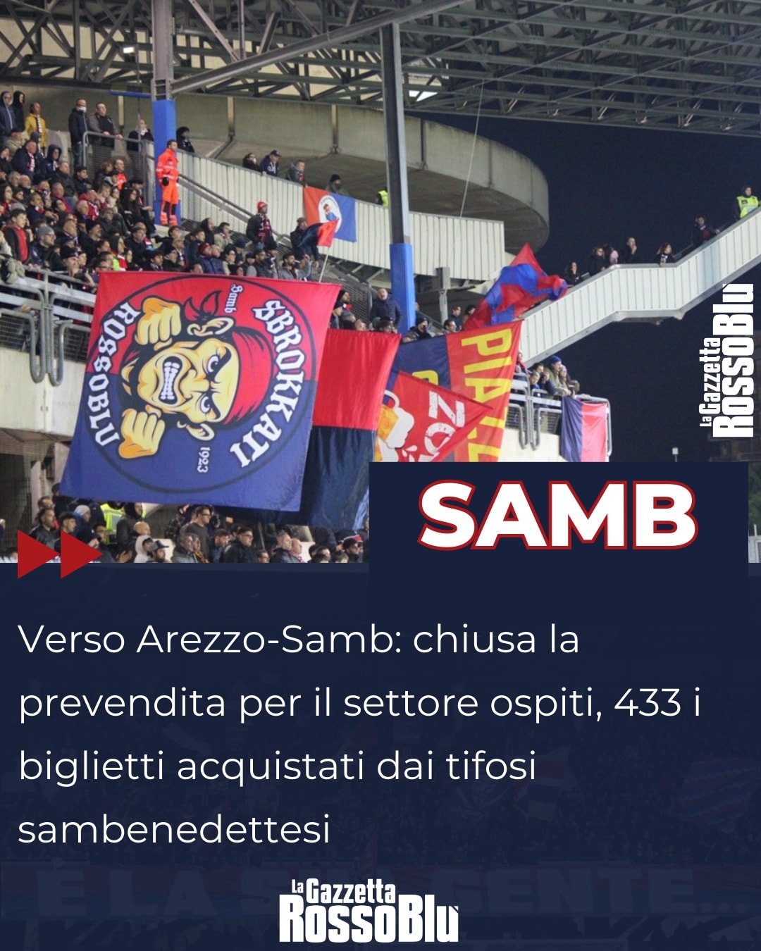 PREVENDITA CHIUSA 🎫

Saranno 433 i tifosi dell'@u.s.sambenedettese 🔴🔵 presenti domani pomeriggio ad Arezzo

#aresam #arezzosamb #prevendita #grb #gazzettarossoblù #samb #sambenedettese #instagol #instafootball #lagazzettarossoblù #calcio #rossoblù #seriec #gironeb #legapro #seriecskywifi