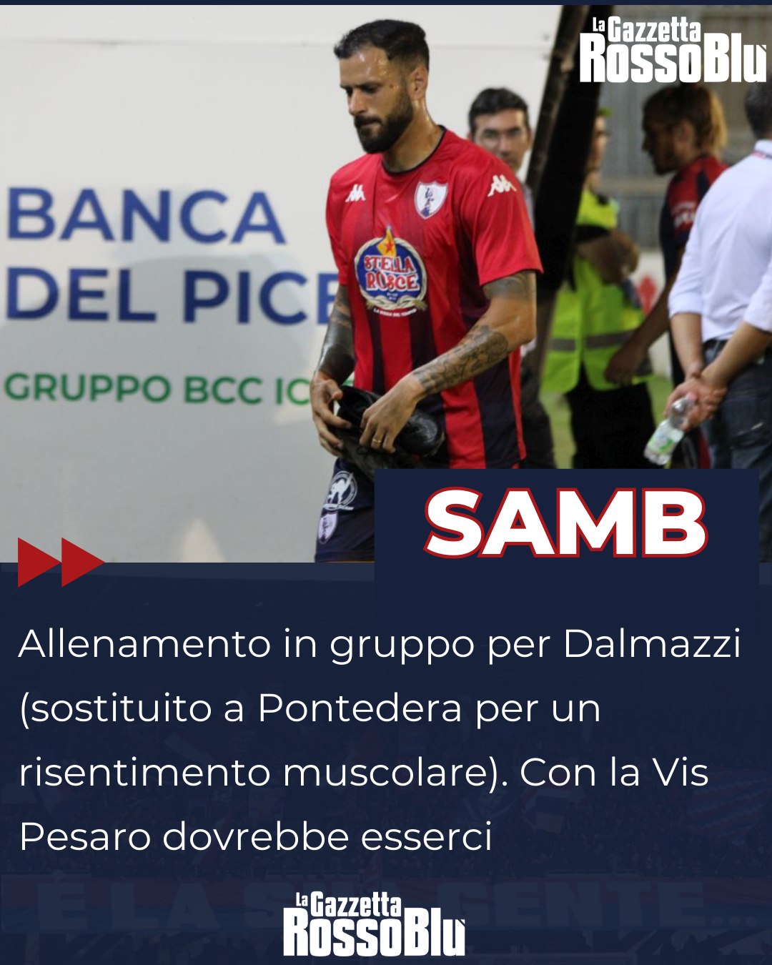 DALMAZZI ✅

L'uscita nel corso dell'intervallo del match in casa del Pontedera aveva preoccupato lo staff dell'@u.s.sambenedettese 🔴🔵, ma @aledalma41 dovrebbe essere a disposizione per la partita di sabato con la Vis Pesaro 🏟

#alessandrodalmazzi #dalmazzi #samvis #sambvispesaro #grb #gazzettarossoblù #samb #sambenedettese #instagol #instafootball #lagazzettarossoblù #calcio #rossoblù #seriec #gironeb #legapro #seriecskywifi