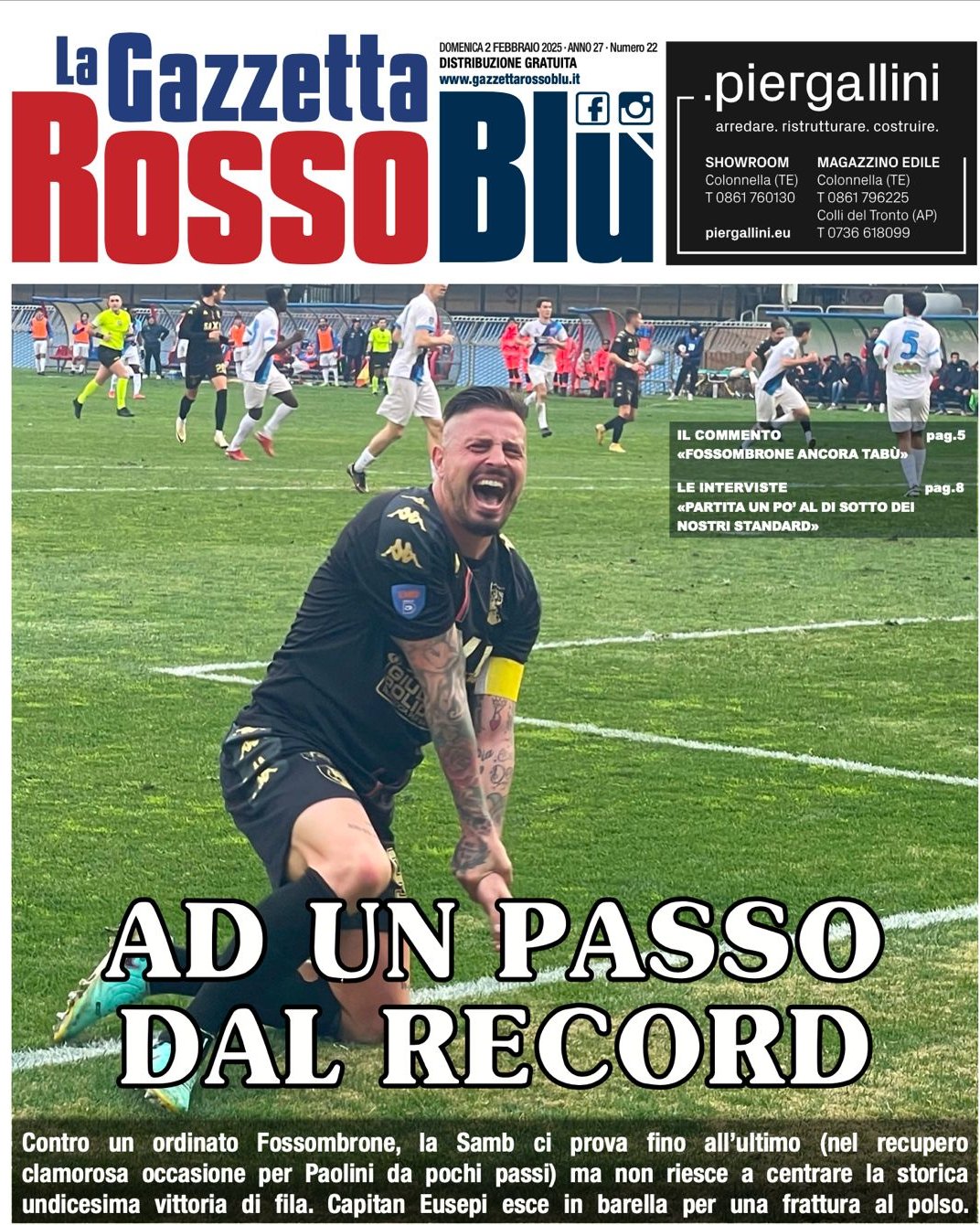 IL 2025 ROSSOBLÙ 🗓

Fino a Capodanno 🎆, una prima pagina della Gazzetta 🔴🔵 per ogni mese del 2025 📰 che sta per concludersi.

Febbraio: Samb-Fossombrone 0-0 (2 febbraio 2025)

@u.s.sambenedettese #2025rossoblù #grb #gazzettarossoblù #samb #sambenedettese #instagol #instafootball #lagazzettarossoblù #calcio #rossoblù #seriec #gironeb #legapro #seriecskywifi