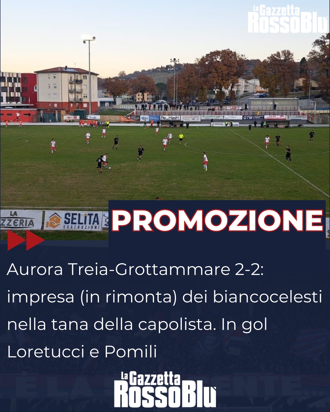 PROMOZIONE ⚽

Grande prova del @grottammarecalcio ⚪🔵 in casa della capolista Aurora Treia: i gol di Loretucci e Pomili valgono un punto importante

#auroratreiagrottammare #auroratreia #calcio #marche #promozione #gironeb #grottammare #grottammarecalcio #grb #lagazzettarossoblù