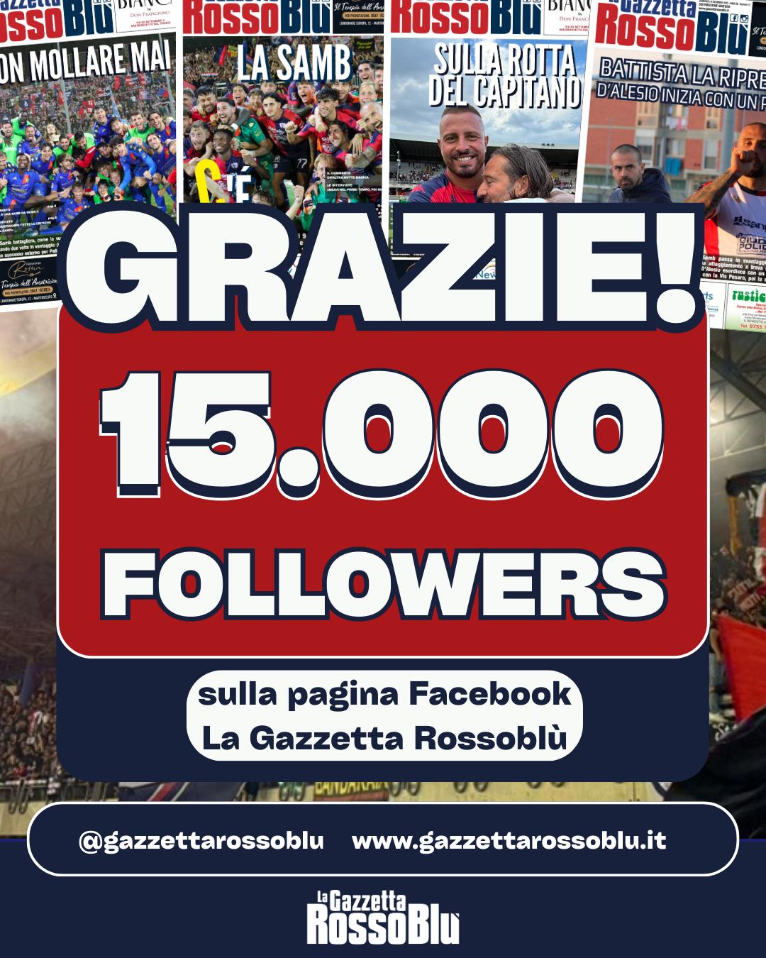 15.000 VOLTE GRAZIE ❤️💙

La nostra pagina Facebook ha superato i 15.000 followers!

Uno stimolo per cercare, con i nostri mezzi, di darvi il miglior servizio possibile attraverso i nostri giornale, sito e pagine social.

Impegno e passione saranno sempre i punti cardine della Gazzetta Rossoblù 🙏🏻

#grb #lagazzettarossoblù #sanbenedettodeltronto #sbt #sanbenedetto #sport #samb #sambenedettese #seriec #gironeb