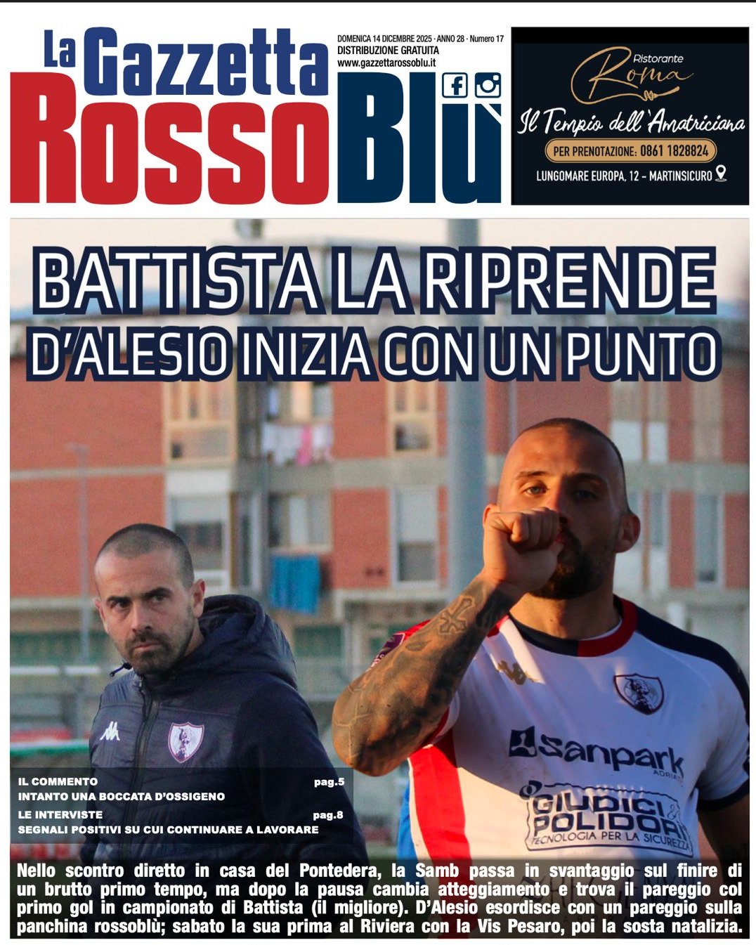 IL 2025 ROSSOBLÙ 🗓

Fino a Capodanno 🎆, una prima pagina della Gazzetta 🔴🔵 per ogni mese del 2025 📰 che si è appena concluso

Dicembre: Pontedera-Samb 1-1 (14 dicembre 2025)

#ponsam #pontederasamb #2025rossoblù #primapagina #copertina #grb #gazzettarossoblù #samb #sambenedettese #instagol #instafootball #lagazzettarossoblù #calcio #rossoblù #seriec #gironeb #legapro #seriecskywifi