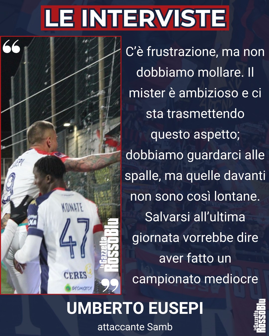 CAPITANO ©

@u.s.sambenedettese 🔴🔵, le parole di Umberto Eusepi 🎙 dopo il pareggio col Bra

#umbertoeusepi #eusepi #brasam #brasamb #grb #gazzettarossoblù #samb #sambenedettese #instagol #instafootball #lagazzettarossoblù #calcio #rossoblù #seriec #gironeb #legapro #seriecskywifi