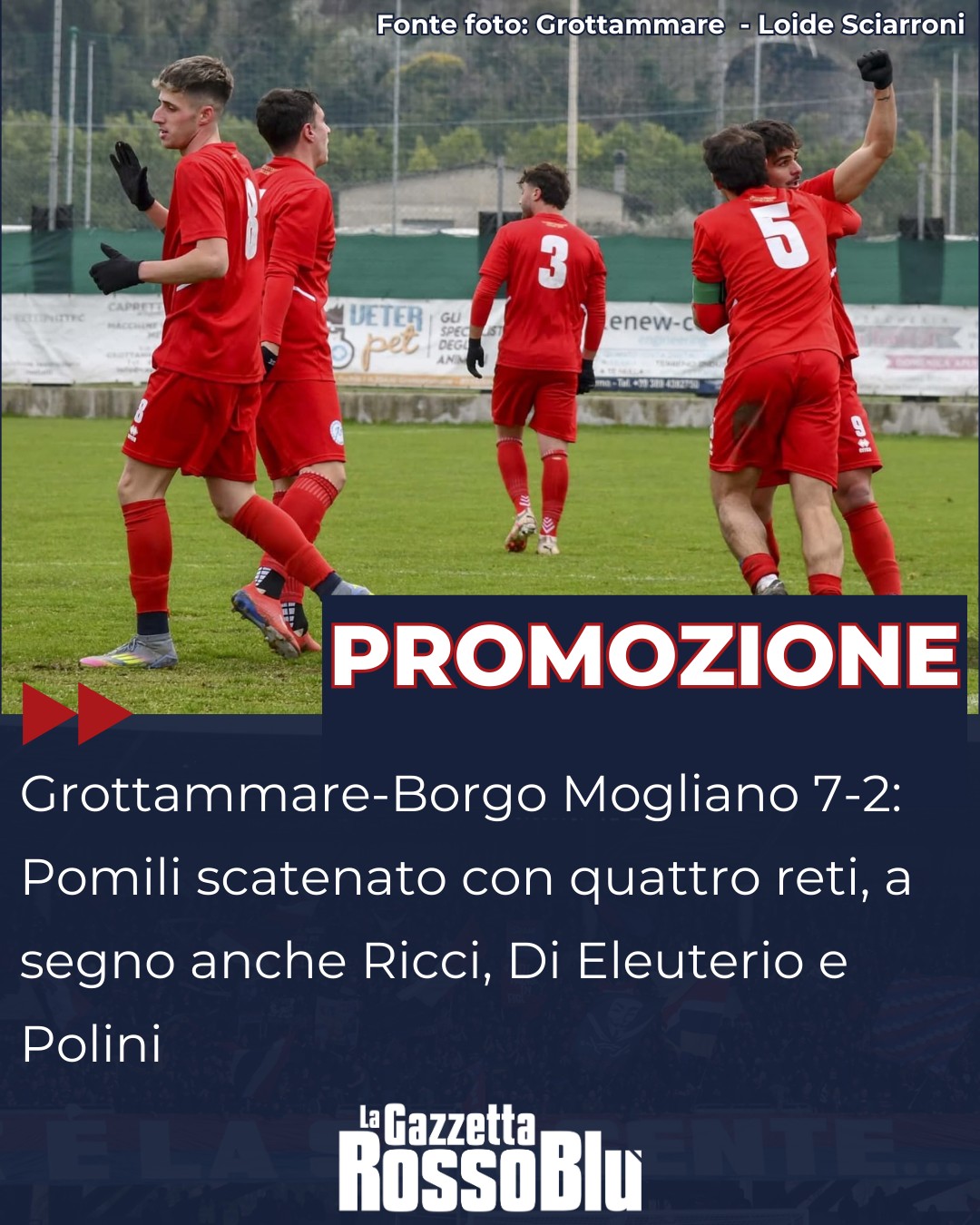 PROMOZIONE ⚽

@grottammarecalcio ⚪🔵, goleada sul Borgo Mogliano: poker di Pomili 🃏, a segno anche Ricci, Di Eleuterio e Polini🎯

#grottammareborgomogliano #calcio #marche #promozione #gironeb #grottammare #grottammarecalcio #grb #lagazzettarossoblù