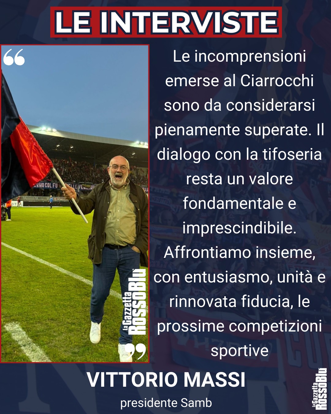 PRESIDENTE 🎙

@u.s.sambenedettese 🔴🔵, il richiamo all'unità del presidente Vittorio Massi

Queste alcune delle dichiarazioni del numero uno rossoblù nel suo comunicato per ricompattare l'ambiente in vista delle prossime - importantissime - partite 🤝🏻

#vittoriomassi #massi #grb #gazzettarossoblù #samb #sambenedettese #instagol #instafootball #lagazzettarossoblù #calcio #rossoblù #seriec #gironeb #legapro #seriecskywifi