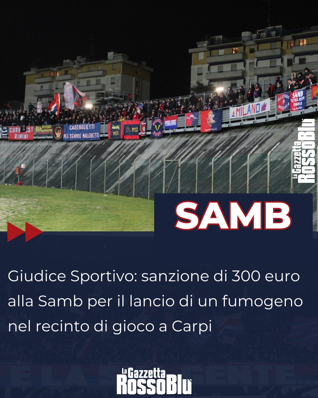 GIUDICE SPORTIVO 👨‍⚖

@u.s.sambenedettese 🔴🔵, sanzione di 300 euro per il lancio di un fumogeno da parte dei propri tifosi avvenuto a Carpi 🏟

#carsam #carpisamb #giudicesportivo #grb #gazzettarossoblù #samb #sambenedettese #instagol #instafootball #lagazzettarossoblù #calcio #rossoblù #seriec #gironeb #legapro #seriecskywifi