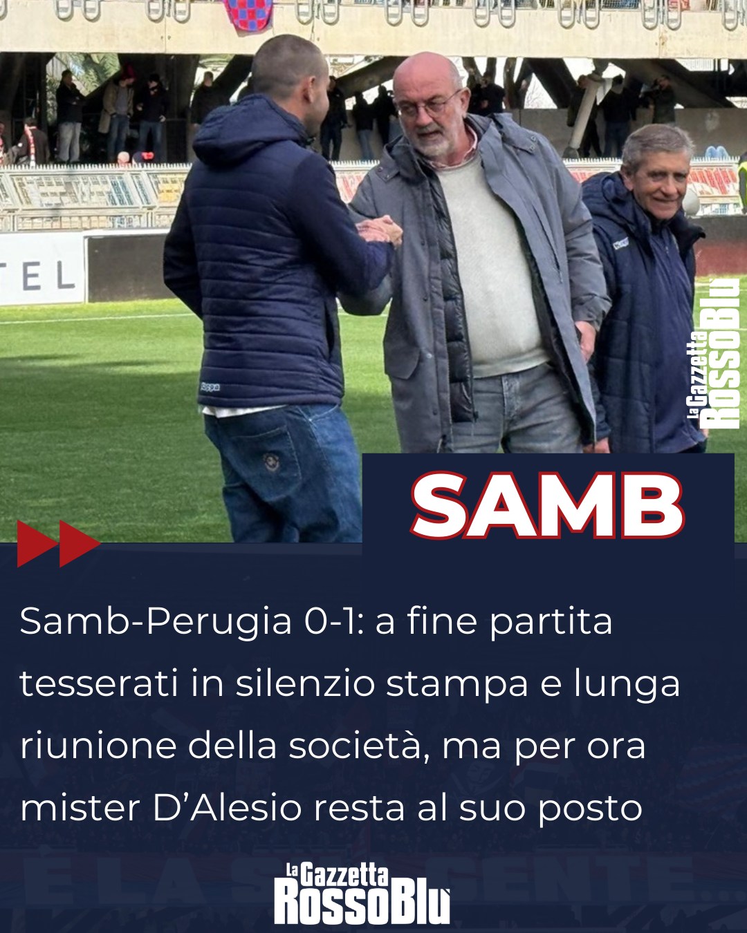 @u.s.sambenedettese 🔴🔵, dopo la sconfitta col Perugia ❌ tesserati in silenzio stampa e lunga riunione in società, ma per ora mister Filippo D'Alesio resta al suo posto

#samper #sambperugia #filippodalesio #dalesio #grb #gazzettarossoblù #samb #sambenedettese #instagol #instafootball #lagazzettarossoblù #calcio #rossoblù #seriec #gironeb #legapro #seriecskywifi