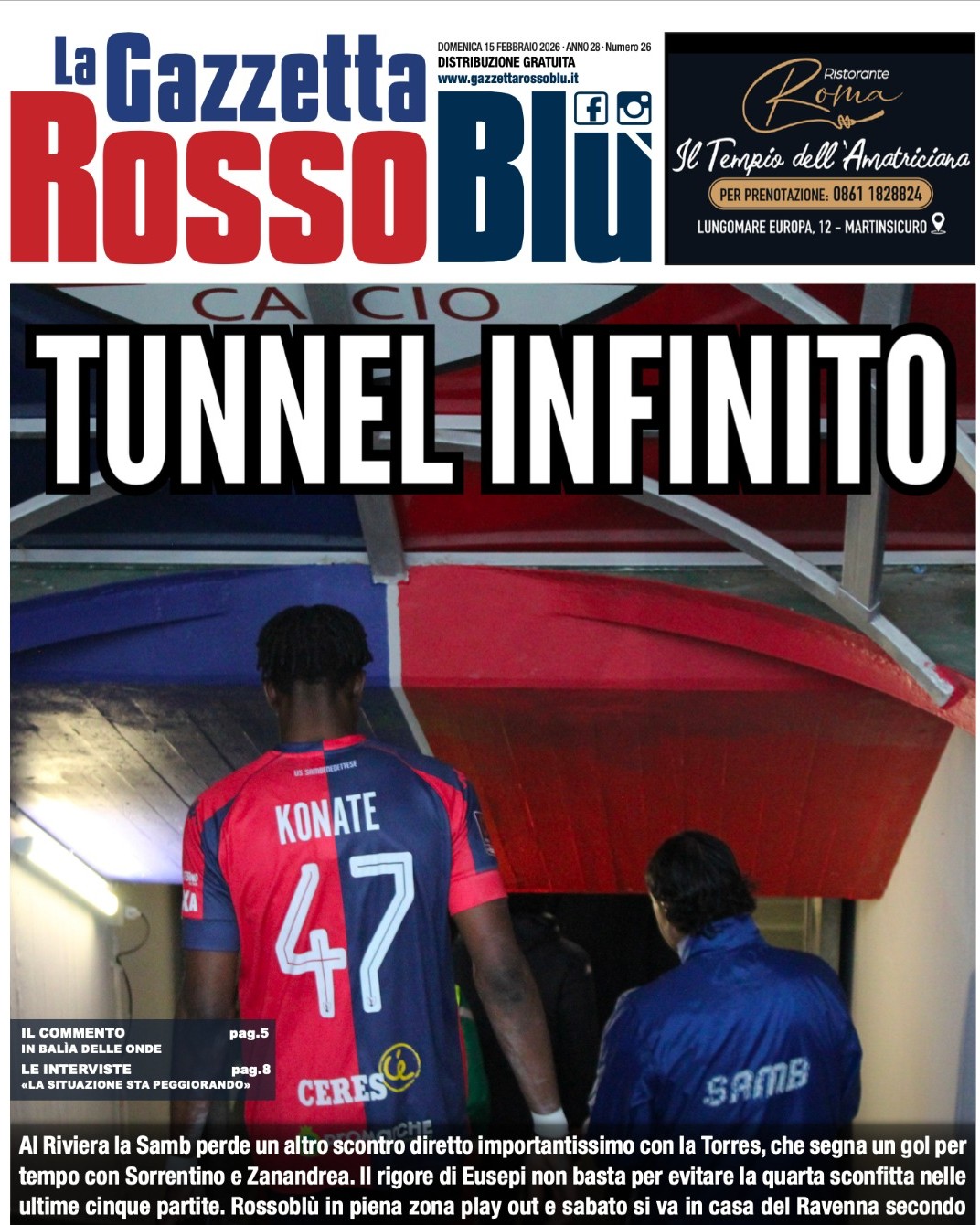 Serie C girone B - 27^ giornata
Samb-Torres 🏟
La nostra prima pagina 📰

#samtor #sambtorres #primapagina #copertina #grb #gazzettarossoblù #samb #sambenedettese #instagol #instafootball #lagazzettarossoblù #calcio #rossoblù #seriec #gironeb #legapro #seriecskywifi
