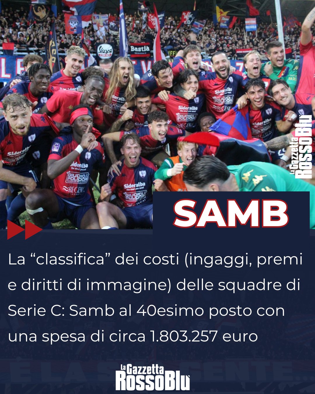 LA CLASSIFICA DEI COSTI 📊

La Lega Pro ha comunicato i costi per le società di Serie C: @u.s.sambenedettese 🔴🔵 al 40° posto su 56 (sono escluse le seconde squadre)

#grb #gazzettarossoblù #samb #sambenedettese #instagol #instafootball #lagazzettarossoblù #calcio #rossoblù #seriec #gironeb #legapro #seriecskywifi