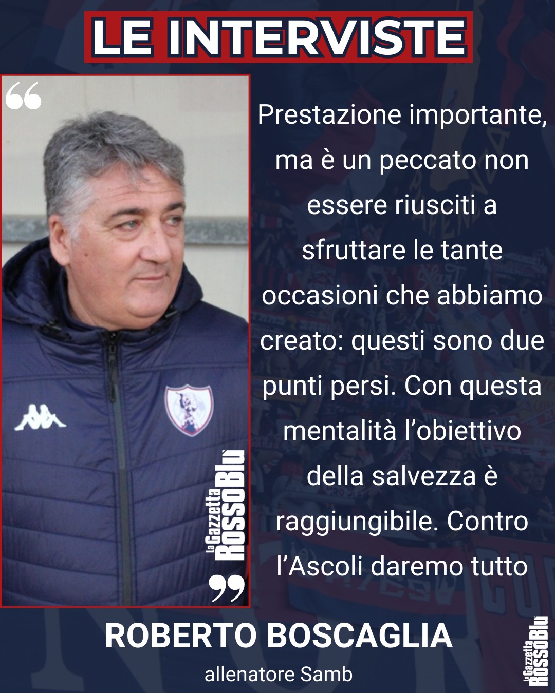 MISTER 🎙

@u.s.sambenedettese 🔴🔵, le parole di mister Roberto Boscaglia dopo il pareggio col Livorno 🏟

#robertoboscaglia #boscaglia #samliv #samblivorno #grb #gazzettarossoblù #samb #sambenedettese #instagol #instafootball #lagazzettarossoblù #calcio #rossoblù #seriec #gironeb #legapro #seriecskywifi