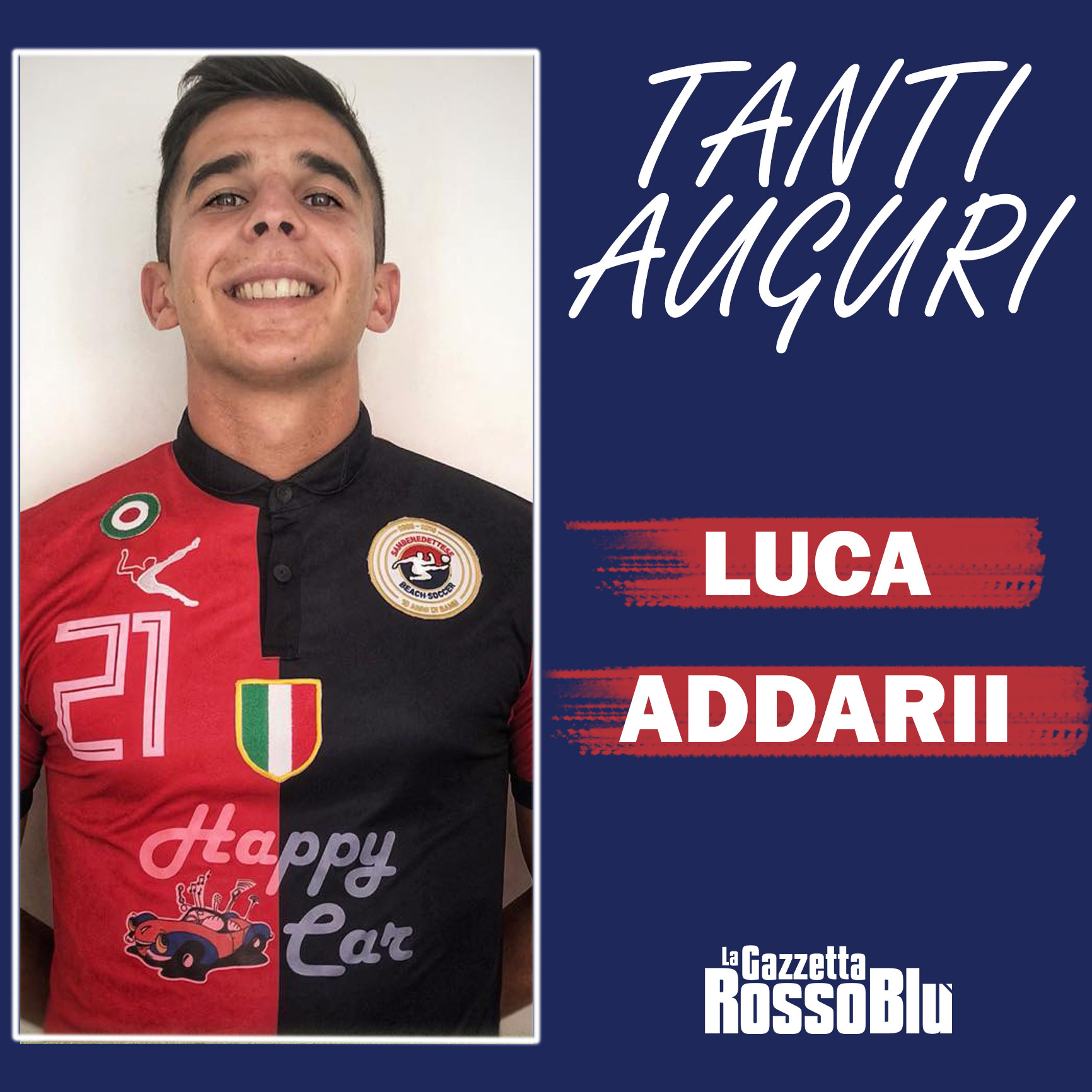 AUGURI LUCA 🎉

Compie oggi 32 anni il capitano e simbolo della @sambenedettese_beach_soccer 🔴🔵 @addarii21. Auguri!

#lucaaddarii #la21 #addarii #beachsoccer #lnd #leganazionaledilettanti #bs #grb #gazzettarossoblù #sambenedettesebeachsoccer #sambbeachsoccer #lagazzettarossoblù #happycarsamb