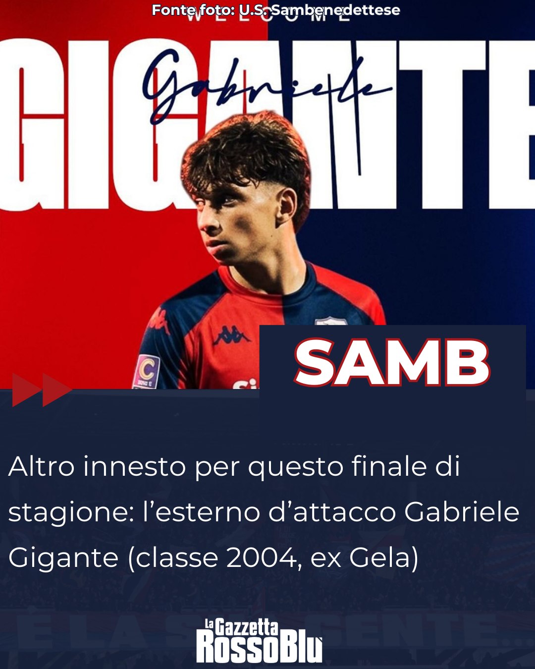 ALTRO RINFORZO ✍🏻

@u.s.sambenedettese 🔴🔵, altro innesto per questo finale di stagione: l'esterno d'attacco Gabriele Gigante

#gabrielegigante #gigante #calciomercato #mercato #gela #cittàdigela #grb #gazzettarossoblù #samb #sambenedettese #instagol #instafootball #lagazzettarossoblù #calcio #rossoblù #seriec #gironeb #legapro #seriecskywifi