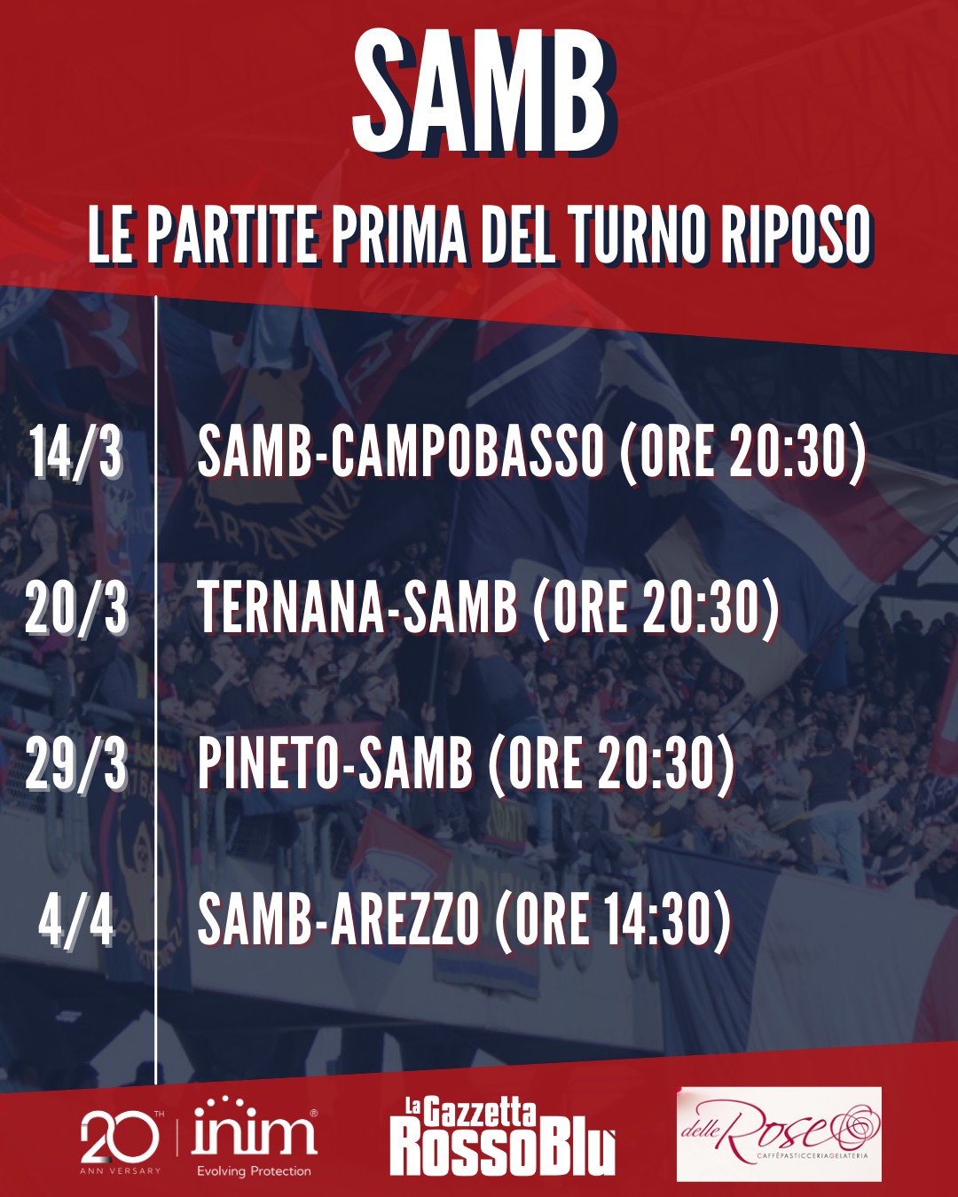 CALENDARIO 🗓

@u.s.sambenedettese 🔴🔵, ora quattro partite fondamentali prima del turno di riposo: la prima è quella di sabato sera col Campobasso al Riviera delle Palme 🏟

#calendario #samcam #sambcampobasso #grb #gazzettarossoblù #samb #sambenedettese #instagol #instafootball #lagazzettarossoblù #calcio #rossoblù #seriec #gironeb #legapro #seriecskywifi