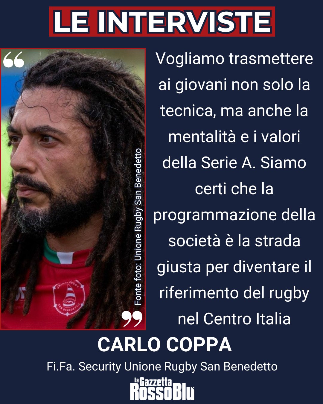 RUGBY 🏉

@unione_rugby_samb 🔴🔵, l'importanza del progetto Serie C nelle parole del veterano Carlo Coppa 🎙

#carlocoppa #coppa #unionerugbysanbenedetto #ursbt #unionerugbysbt #fifasecurity #rugby #seriea #grb #gazzettarossoblù #lagazzettarossoblù