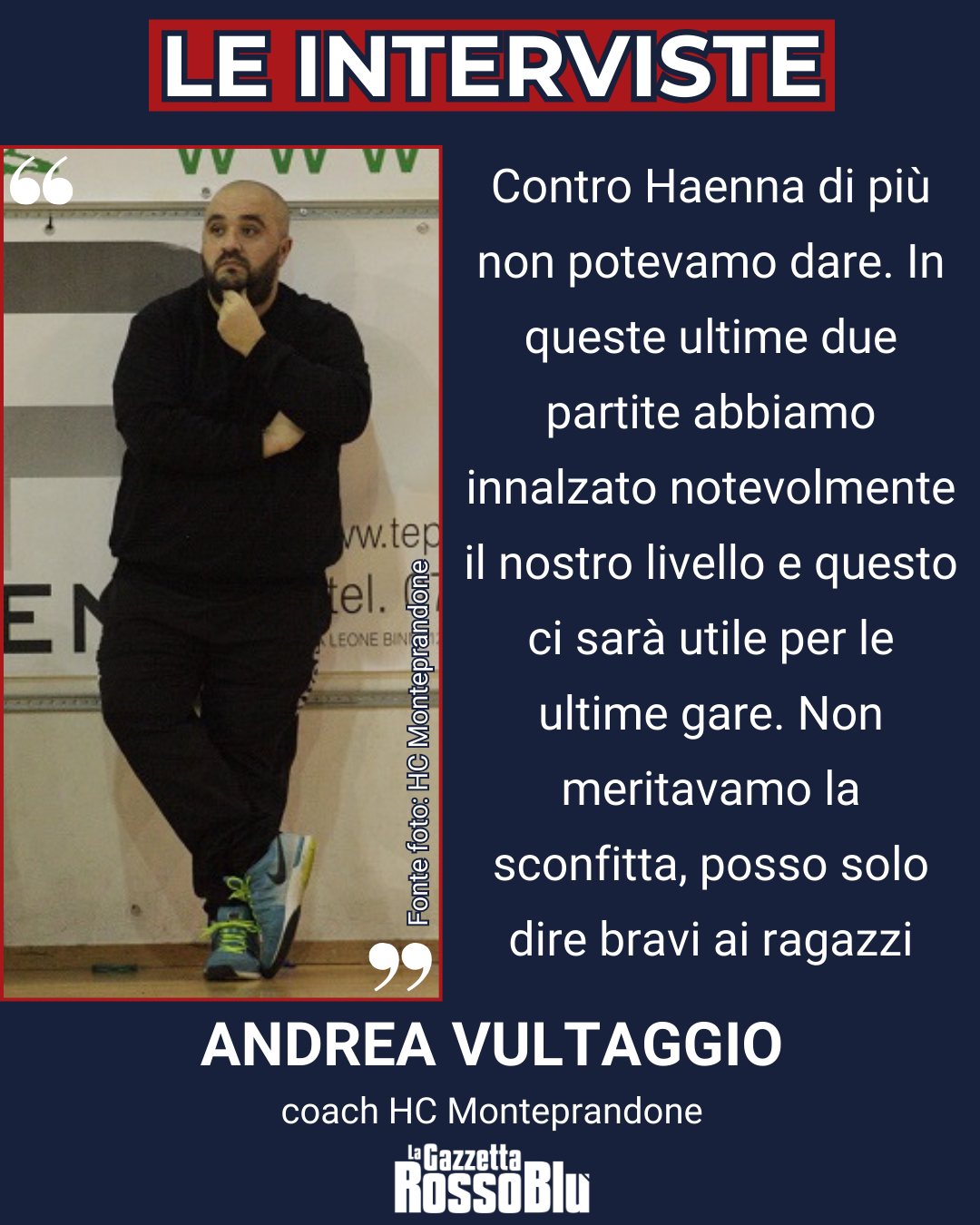 PALLAMANO 🤾‍♂

@hc_monteprandone, le parole di coach Andrea Vultaggio 🎙

#andreavultaggio #vultaggio #pallamano #handball #serieasilver #pallamanomonteprandone #hcmonteprandone #monteprandone #grb #lagazzettarossoblù