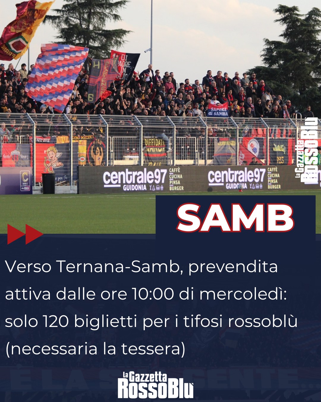 PREVENDITA 🎫

Da stamattina attiva la prevendita per Terni 🏟: solo 120 biglietti per i tifosi dell'@u.s.sambenedettese 🔴🔵

#tersam #ternanasamb #prevendita #stadioliberoliberati #grb #gazzettarossoblù #samb #sambenedettese #instagol #instafootball #lagazzettarossoblù #calcio #rossoblù #seriec #gironeb #legapro #seriecskywifi