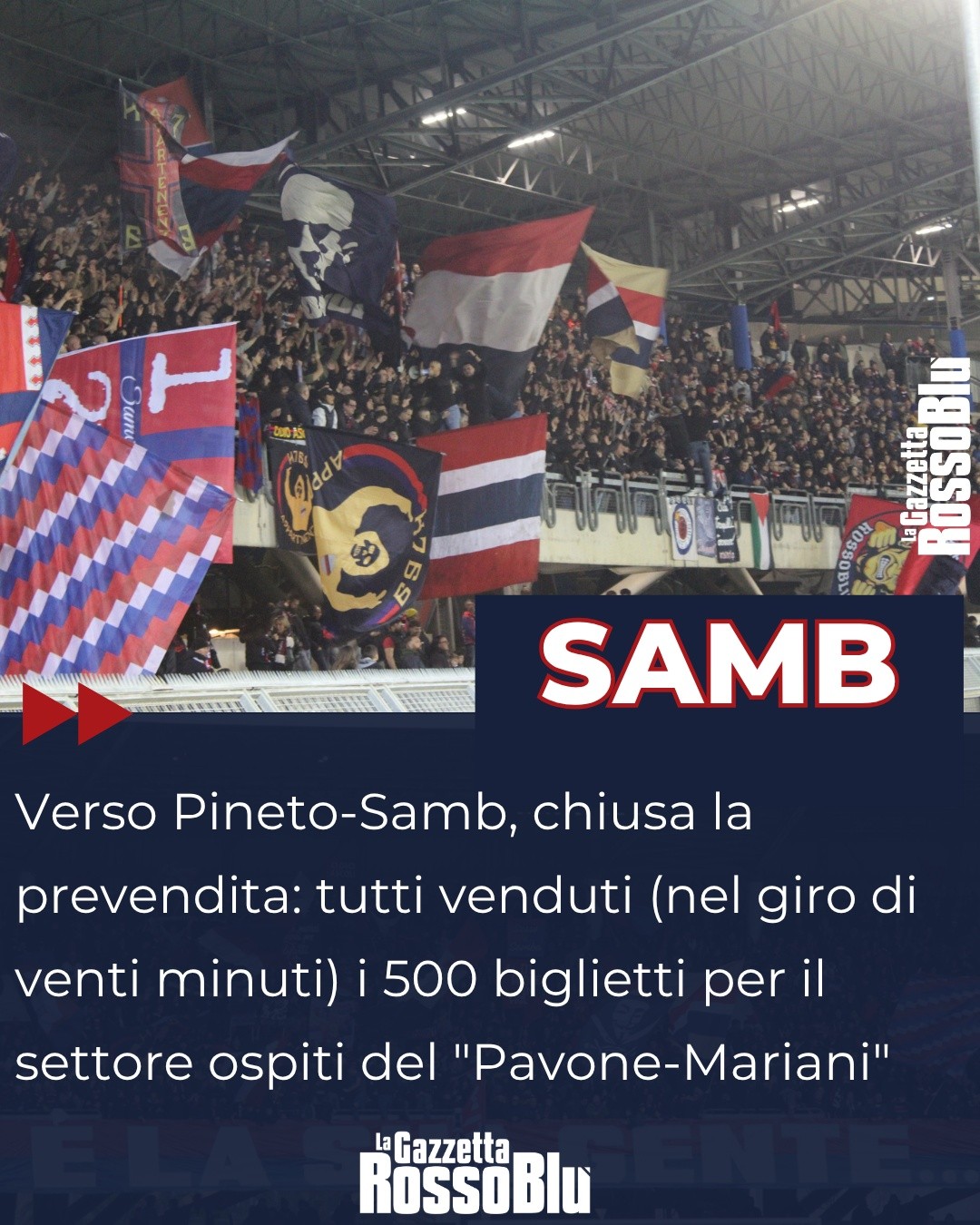 PREVENDITA CHIUSA 🎫

L'@u.s.sambenedettese 🔴🔵 sarà a Pineto con 500 tifosi al seguito 🏟

#pinsam #pinetosamb #grb #gazzettarossoblù #samb #sambenedettese #instagol #instafootball #lagazzettarossoblù #calcio #rossoblù #seriec #gironeb #legapro #seriecskywifi