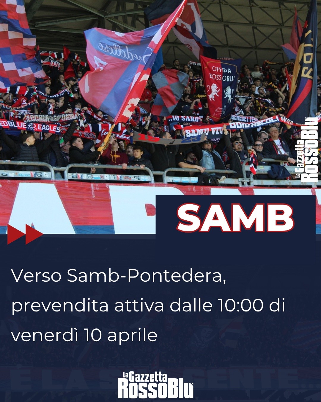 PREVENDITA 🎫

@u.s.sambenedettese 🔴🔵, da venerdì attiva la prevendita per la partita di sabato 18 aprile (ore 20:30) con il Pontedera 🏟

#sampon #sambpontedera #prevendita #stadiorivieradellepalme #grb #gazzettarossoblù #samb #sambenedettese #instagol #instafootball #lagazzettarossoblù #calcio #rossoblù #seriec #gironeb #legapro #seriecskywifi