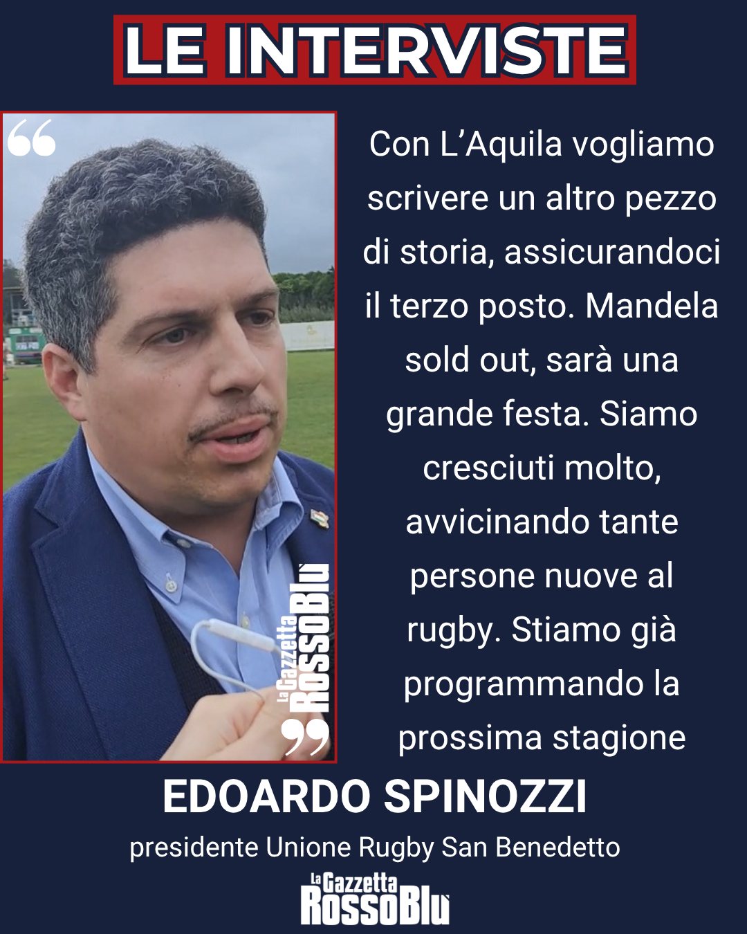 RUGBY 🏉

L'@unione_rugby_samb 🔴🔵 è pronta per scrivere un'altra pagina di storia. Ecco le parole del presidente @edoardo_spinozzi 🎙 a pochi giorni dallo scontro diretto con L'Aquila al Mandela 🏟

#edoardospinozzi #spinozzi #unionerugbysanbenedetto #ursbt #unionerugbysbt #fifasecurity #rugby #seriea #grb #gazzettarossoblù #lagazzettarossoblù