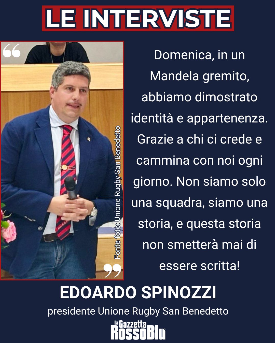 RUGBY 🏉

Unione Rugby San Benedetto 🔴🔵, il messaggio del presidente Edoardo Spinozzi 💬

#edoardospinozzi #spinozzi #unionerugbysanbenedetto #ursbt #unionerugbysbt #fifasecurity #rugby #seriea #grb #gazzettarossoblù #lagazzettarossoblù