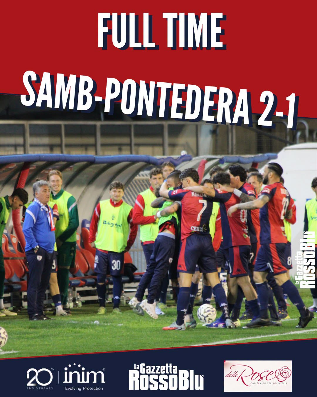 FINITA ❗❗

L'@u.s.sambenedettese 🔴🔵 torna a vincere!!! Al Riviera delle Palme è 2-1 col Pontedera: in gol Eusepi 🎯 su rigore e Candellori 🎯 nel primo tempo

#sambpontedera #sampon #stadiorivieradellepalme #grb #gazzettarossoblù #samb #sambenedettese #instagol #instafootball #lagazzettarossoblù #calcio #rossoblù #seriec #gironeb #legapro #seriecskywifi