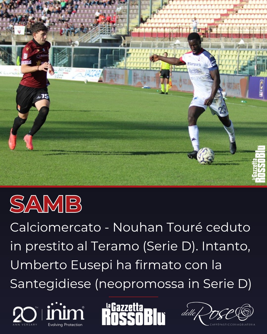 CALCIOMERCATO ⚽💰

Continuano i movimenti in uscita per l'@u.s.sambenedettese 🔴🔵: Nouhan Touré in prestito ↪ al Teramo

Ritroverà da avversario l'ex capitano rossoblù Umberto Eusepi, che ha firmato con la neopromossa Santegidiese ✍🏻

#calciomercato #nouhantouré #umbertoeusepi #grb #gazzettarossoblù #samb #sambenedettese #lagazzettarossoblù #calcio #seriec #gironeb #legapro #seriecskywifi #teramo #santegidiese #seried #gironef #lnd
