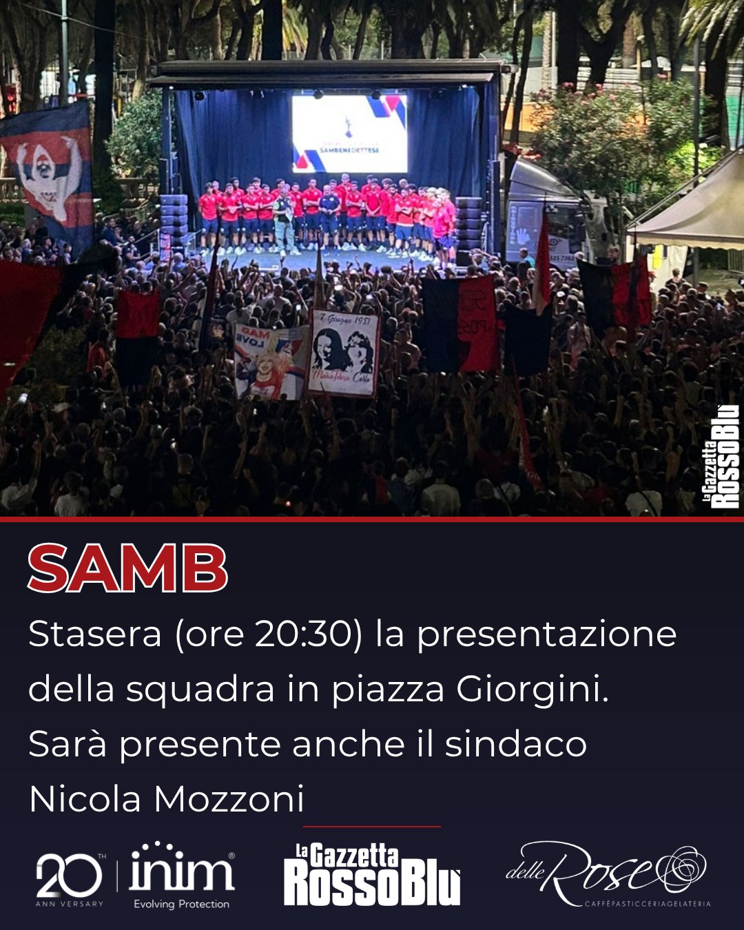 PRESENTAZIONE 📣

@u.s.sambenedettese 🔴🔵, stasera (alle ore 20:30) la presentazione della squadra in piazza Giorgini

#presentazione #sbt #sanbenedettodetronto #sanbenedetto #grb #gazzettarossoblù #samb #sambenedettese #lagazzettarossoblù #calcio #seriec #gironeb #legapro #seriecskywifi