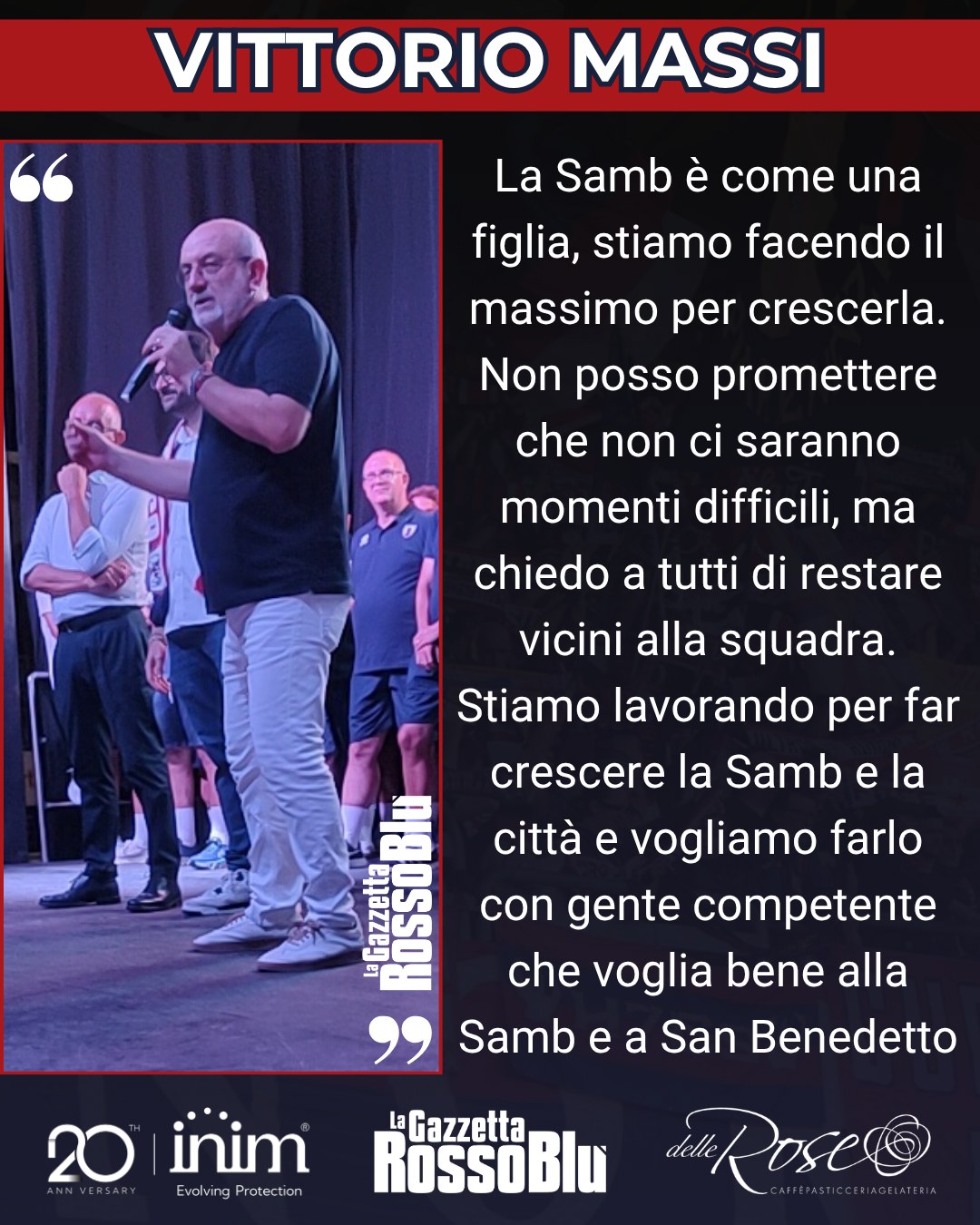 PRESIDENTE 🎙

@u.s.sambenedettese 🔴🔵, le parole del presidente Vittorio Massi nel corso della presentazione di ieri in piazza Giorgini

#vittoriomassi #presentazione #sanbenedettodeltronto #sanbenedetto #sbt #grb #gazzettarossoblù #samb #sambenedettese #lagazzettarossoblù #calcio #seriec #gironeb #legapro #seriecskywifi