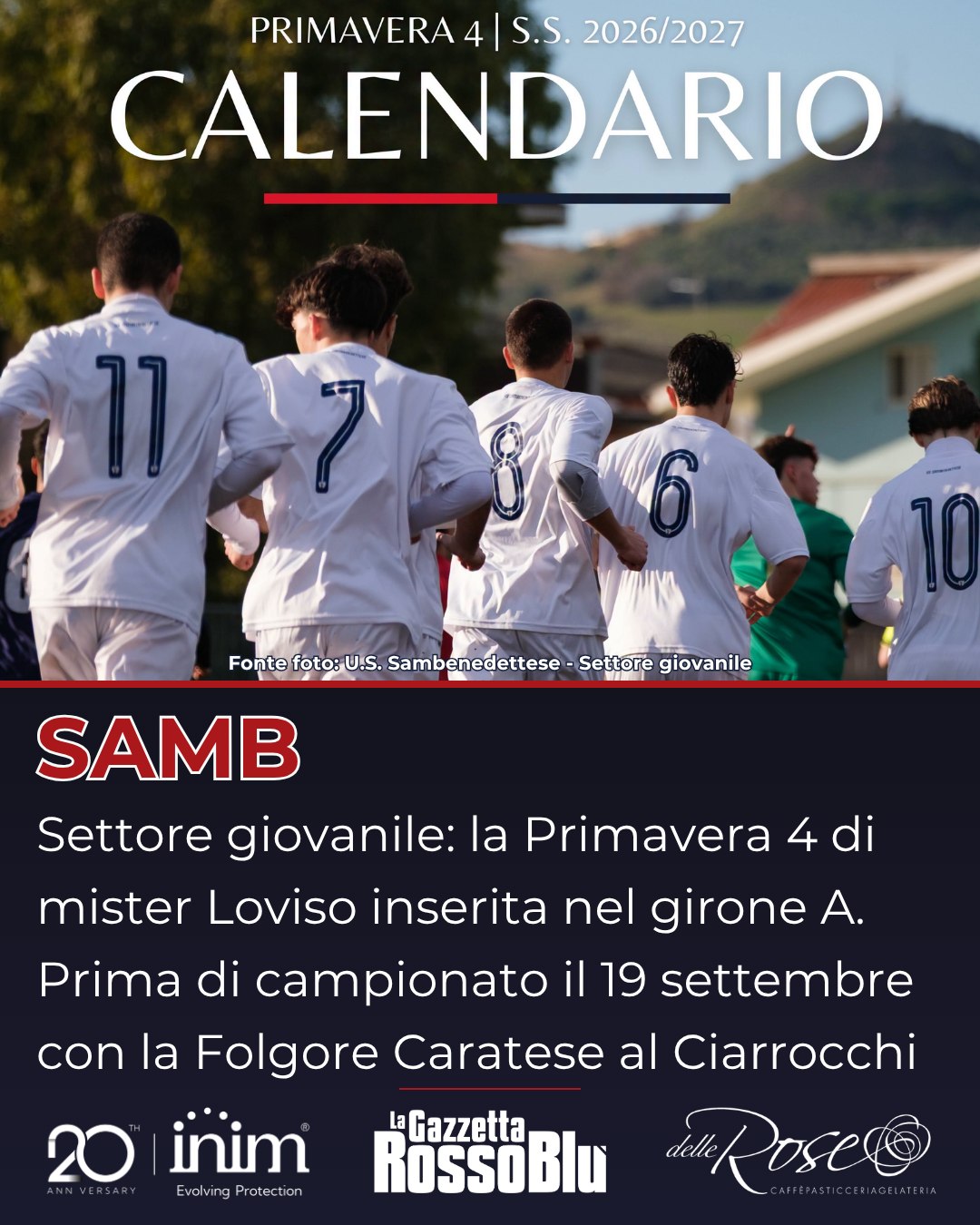 PRIMAVERA ⚽

La Primavera 4 🔴🔵 di mister Loviso inserita nel girone A: 1^ giornata di campionato il 19 settembre con la Folgore Caratese al Ciarrocchi, poi subito il turno di riposo

@settoregiovanilesambenedettese #primavera4 #primavera #massimoloviso #grb #gazzettarossoblù #samb #sambenedettese #lagazzettarossoblù #calcio #seriec #gironeb #legapro #seriecskywifi