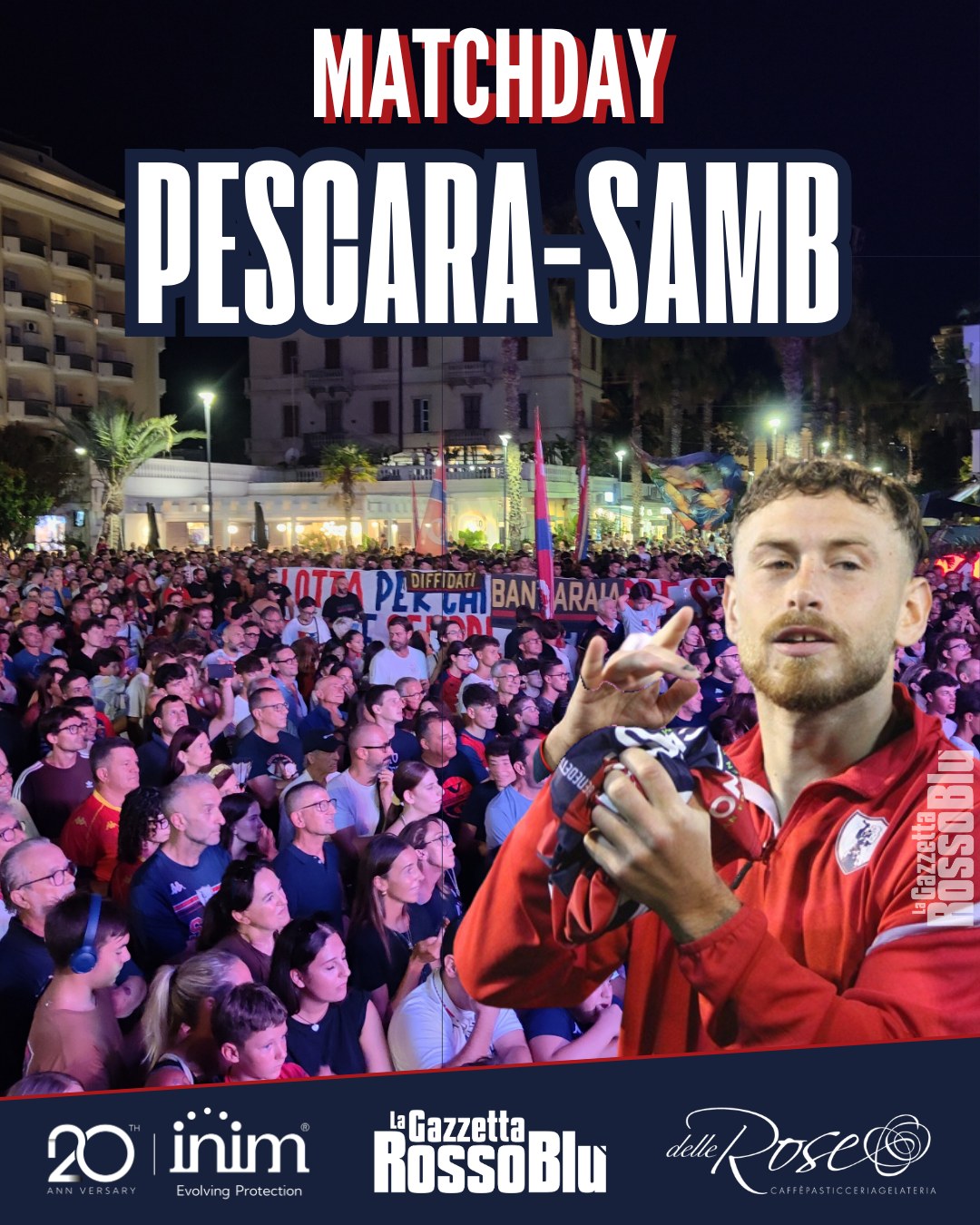 MATCHDAY 🏟

Primo match ufficiale della stagione 2026/27 per l'@u.s.sambenedettese 🔴🔵

Alle ore 21:00, in casa del Pescara, i rossoblù sono di scena per il primo turno di Coppa Italia di Serie C 🏆

#matchday #pessam #pescarasamb #coppaitalia #coppaitaliaseriec #pescara #grb #gazzettarossoblù #samb #sambenedettese #lagazzettarossoblù #calcio #seriec #gironeb #legapro #seriecskywifi
