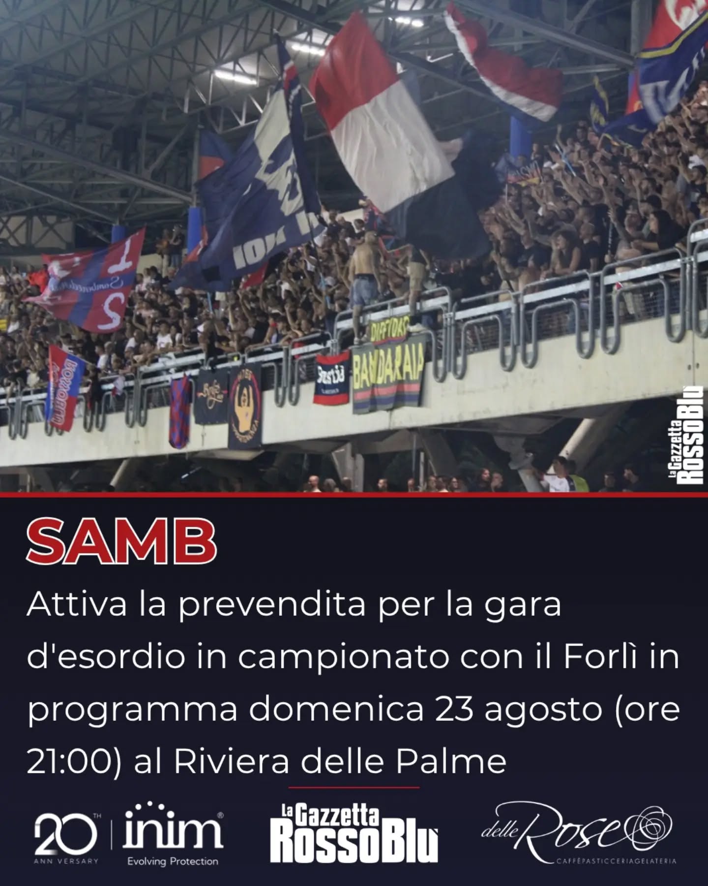 PREVENDITA 🎫

@u.s.sambenedettese 🔴🔵, attiva da stamattina la prevendita per il match d'esordio in campionato con il Forlì

#sambforli #samb #seriec #legapro #sambenedette