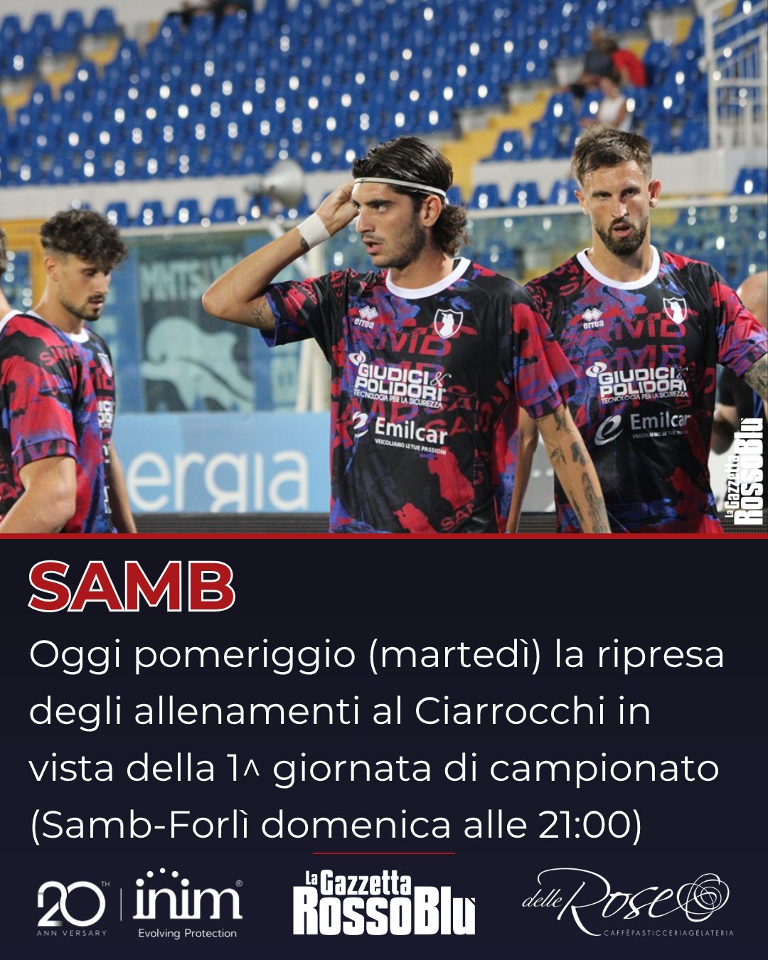 ALLENAMENTI ⚽️

L'@u.s.sambenedettese 🔴🔵 oggi torna al lavoro: nel pomeriggio primo allenamento della settimana in vista dell'esordio in campionato 🔜

Domenica sera i rossoblù di mister Roberto Boscaglia ospiteranno al Riviera delle Palme 🏟 il Forlì (fischio d'inizio alle ore 21:00)

#samfor #sambforlì #grb #gazzettarossoblù #samb #sambenedettese #lagazzettarossoblù #calcio #seriec #gironeb #legapro #seriecskywifi