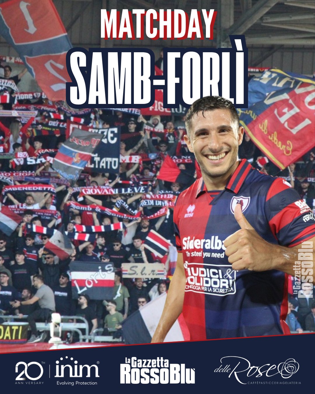 MATCHDAY 1⃣

🔛 Inizia oggi il campionato di Serie C 2026/27 per l'@u.s.sambenedettese 🔴🔵

🏟 Al Riviera delle Palme i rossoblù di mister Boscaglia ricevono il Forlì. Fischio d'inizio alle ore 21:00

#samfor #sambforlì #stadiorivieradellepalme #matchday #grb #gazzettarossoblù #samb #sambenedettese #lagazzettarossoblù #calcio #seriec #gironeb #legapro #seriecskywifi