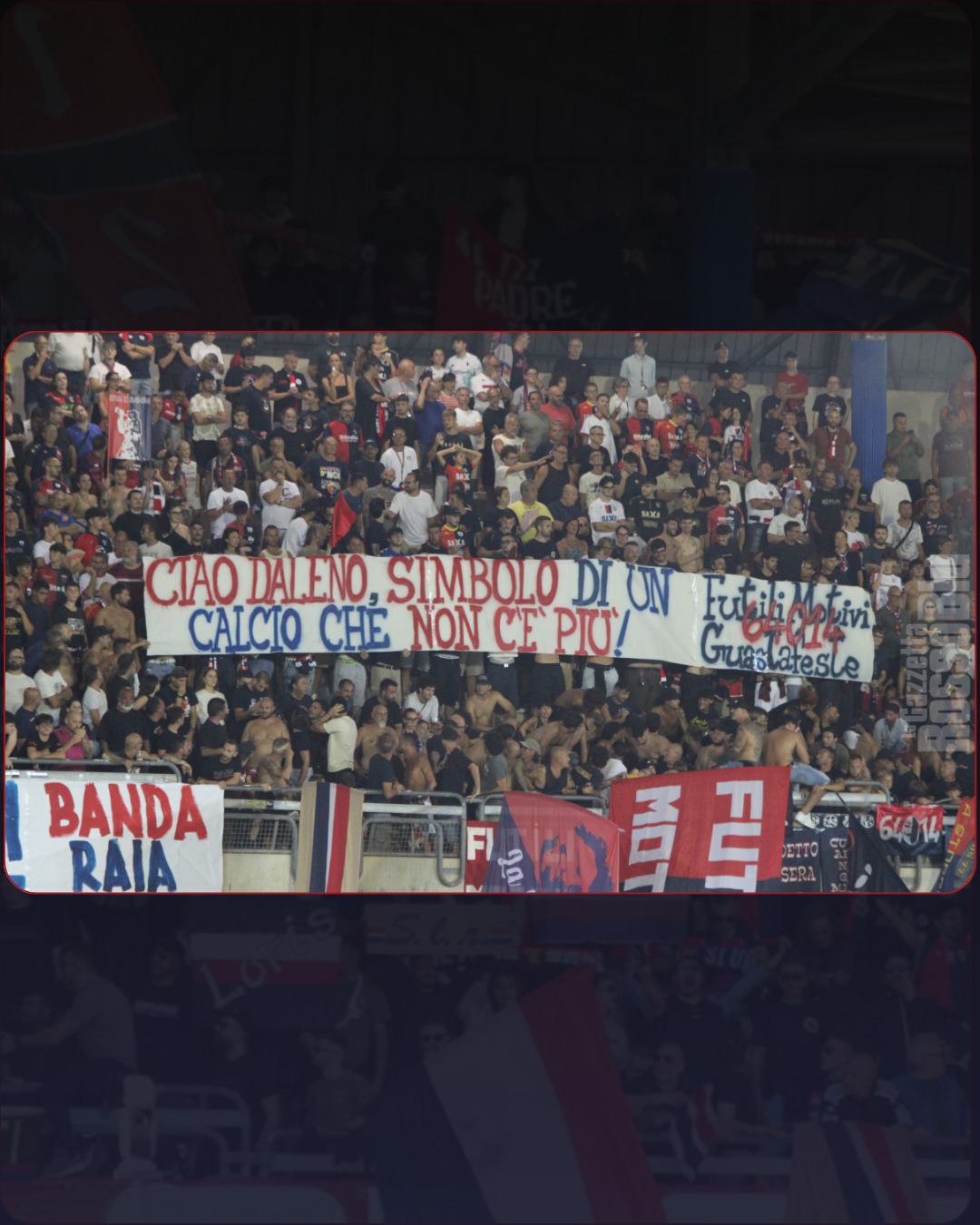 DALENO 🙏🏻

Il tributo della Curva Nord ad un pezzo di storia dell'@u.s.sambenedettese 🔴🔵: Nicola Daleno

#nicoladaleno #curvanord #curvanordmassimocioffi #sanbenedettodeltronto #sanbenedetto #sbt #grb #gazzettarossoblù #samb #sambenedettese #lagazzettarossoblù #calcio #seriec #gironeb #legapro #seriecskywifi