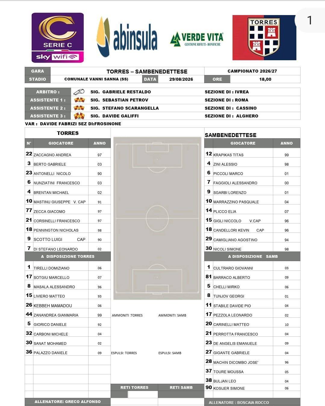 LE FORMAZIONI 🏟

Le formazioni di Torres e Samb 🔴🔵 che tra poco si affronteranno al Vanni Sanna

#torressamb #torsam #grb #gazzettarossoblù #samb #sambenedettese #lagazzettarossoblù #calcio #seriec #gironeb #legapro #seriecskywifi