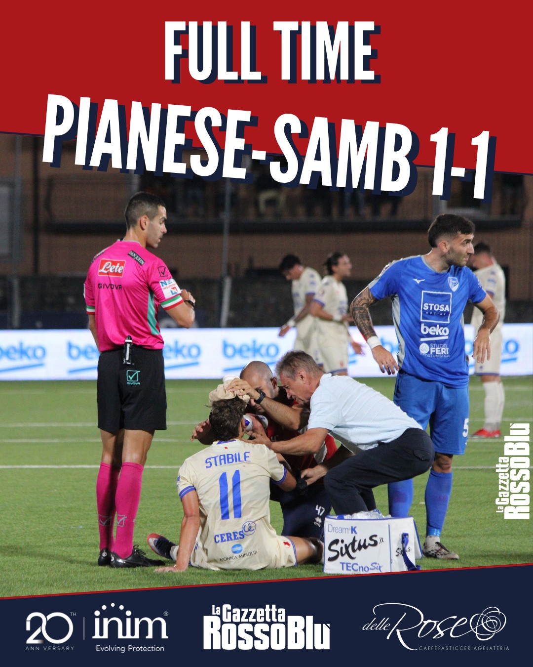 FINITA ❗

L'@u.s.sambenedettese 🔴🔵 chiude il primo tempo in vantaggio grazie a Sgarbi 🎯, ma nella ripresa un dubbio rigore assegnato dopo revisione FVS (anche rosso a Camigliano) permette alla Pianese di pareggiare. Finisce 1-1

#piasam #pianesesamb #grb #gazzettarossoblù #samb #sambenedettese #lagazzettarossoblù #calcio #seriec #gironeb #legapro #seriecskywifi