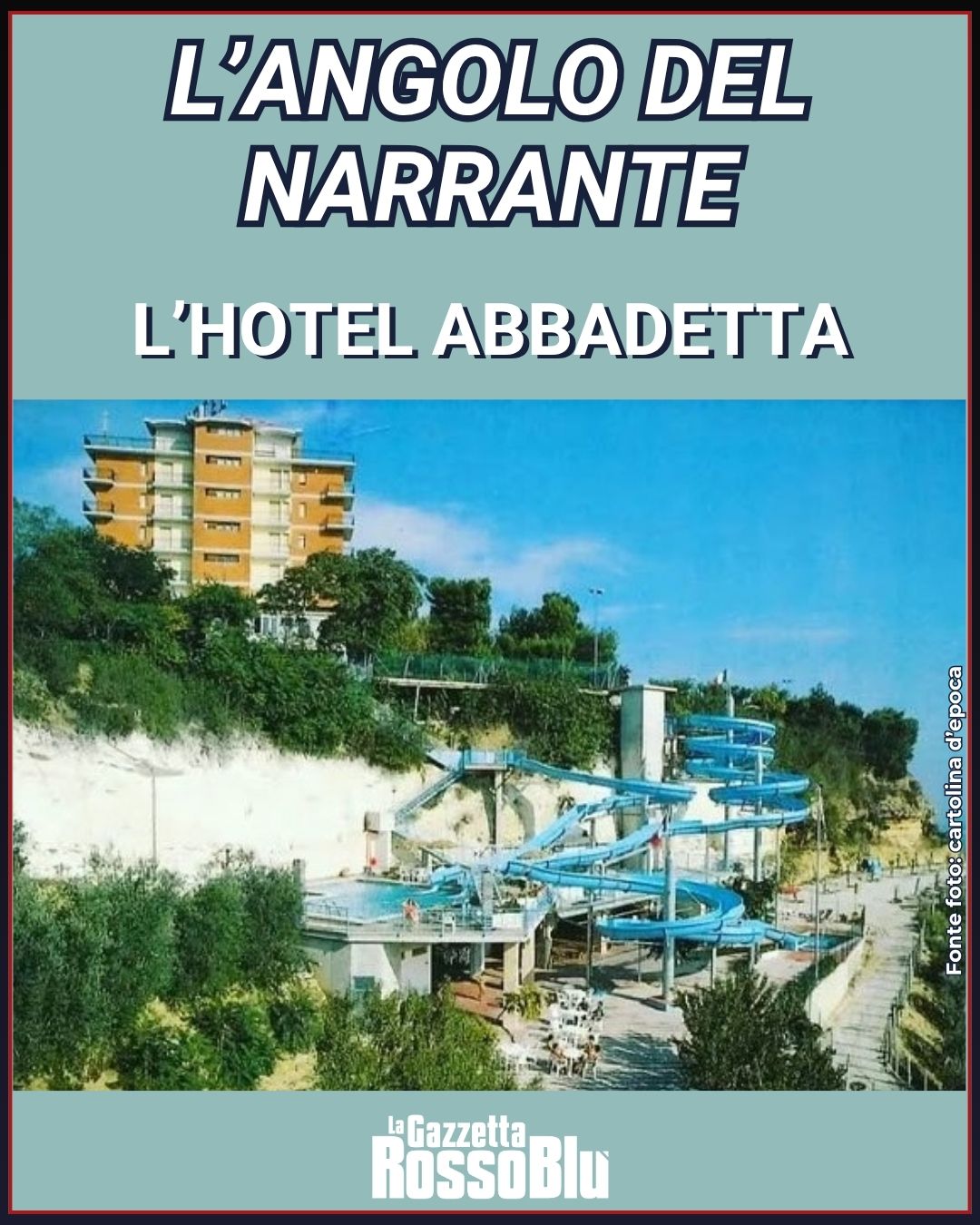L'ANGOLO DEL NARRANTE ✍🏻

Questa volta il Narrante ci porta ad Acquaviva, facendoci rivivere i ricordi dell'Hotel Abbadetta 🏨

@ilnarrante #acquavivapicena #acquaviva #hotelabbadetta #abbadetta #grb #lagazzettarossoblù