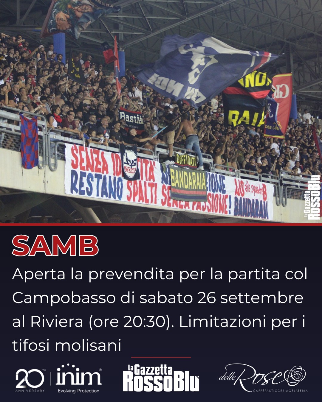 PREVENDITA 🎫

@u.s.sambenedettese 🔴🔵, è già attiva (da venerdì) la prevendita per la partita casalinga col Campobasso 🏟 in programma sabato 26 settembre

⚠ Limitazioni per i tifosi molisani, che potranno acquistare soltanto biglietti per il settore ospiti (e solo se possessori di Fidelity Card)

#samcam #sambcampobasso #prevendita #stadiorivieradellepalme #grb #gazzettarossoblù #samb #sambenedettese #lagazzettarossoblù #calcio #seriec #gironeb #legapro #seriecskywifi