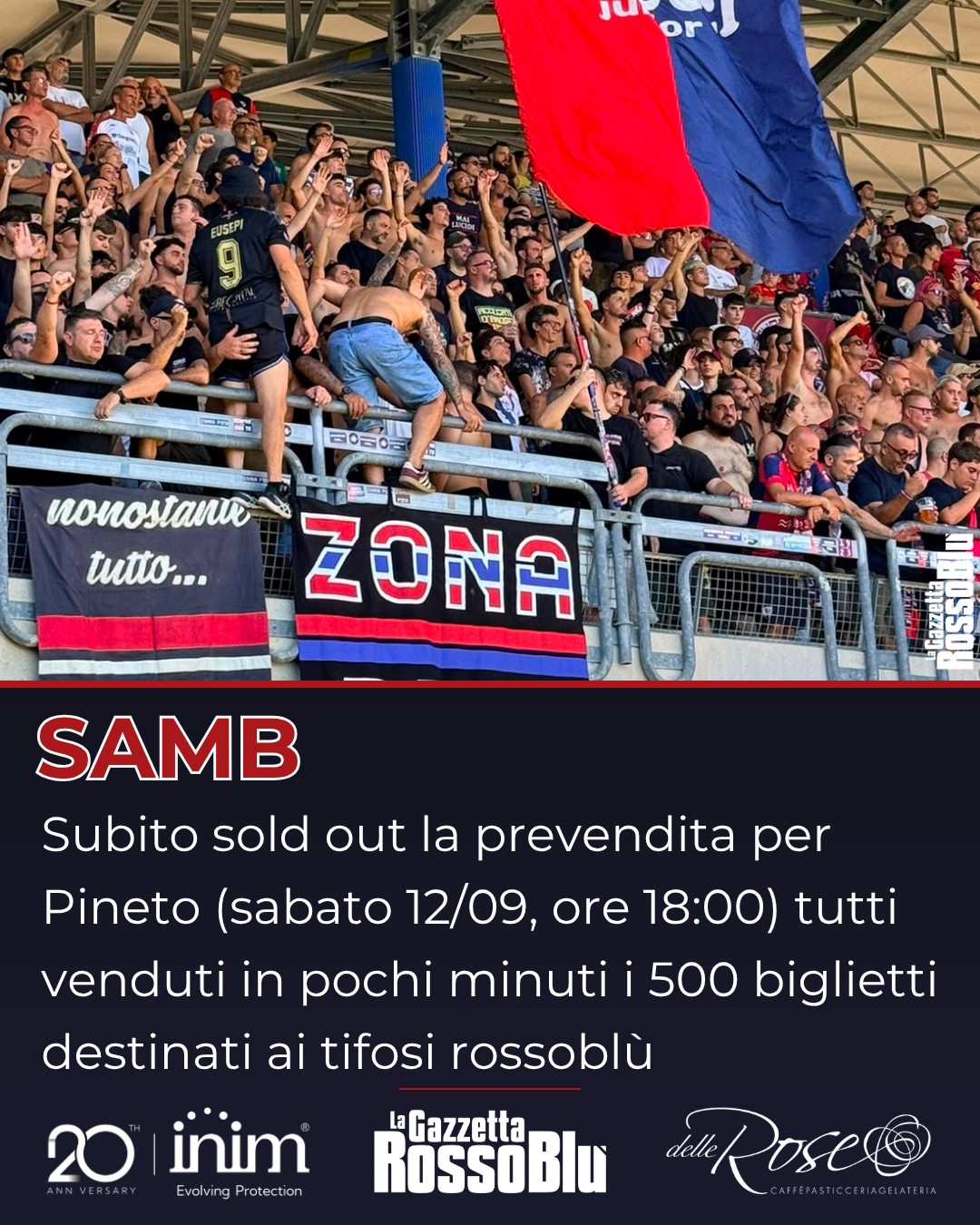 SUBITO SOLD OUT 🎫

Venduti in pochissimi minuti i 500 biglietti destinati ai tifosi dell'@u.s.sambenedettese 🔴🔵 per la trasferta di Pineto 🏟

#pinsam #pinetosamb #prevendita #stadiomarianipavone #grb #gazzettarossoblù #samb #sambenedettese #lagazzettarossoblù #calcio #seriec #gironeb #legapro #seriecskywifi