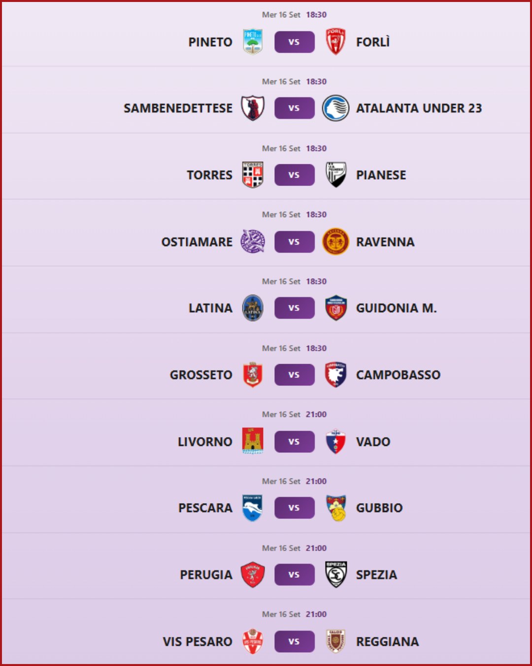 PROSSIMO TURNO 🗓

🏟 Le partite in programma nella 5^ giornata del girone B di Serie C Sky Wifi

#grb #gazzettarossoblù #samb #sambenedettese #lagazzettarossoblù #calcio #seriec #gironeb #legapro #seriecskywifi