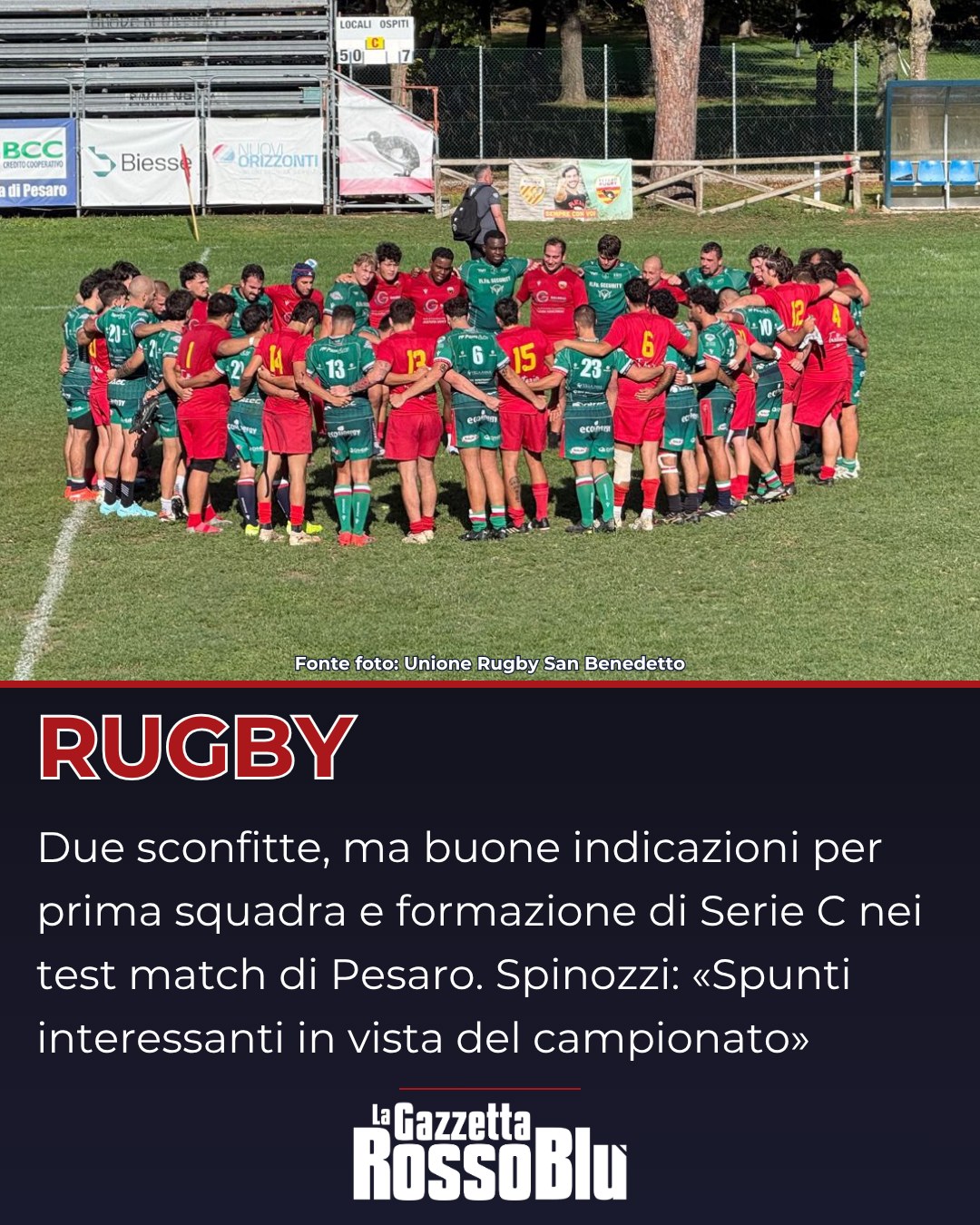 RUGBY 🏉

@unione_rugby_samb 🔴🔵, buone indicazioni nei test match che hanno svolto le squadre di Serie A e Serie C in casa del Pesaro Rugby

🎙 Il presidente @edoardo_spinozzi: «Ci sono stati spunti interessanti per il gioco, anche se dobbiamo migliorare nella fase di conquista»

#pesarorugby #unionerugbysanbenedetto #ursbt #unionerugbysbt #fifasecurity #rugby #seriea #grb #gazzettarossoblù #lagazzettarossoblù #edoardospinozzi